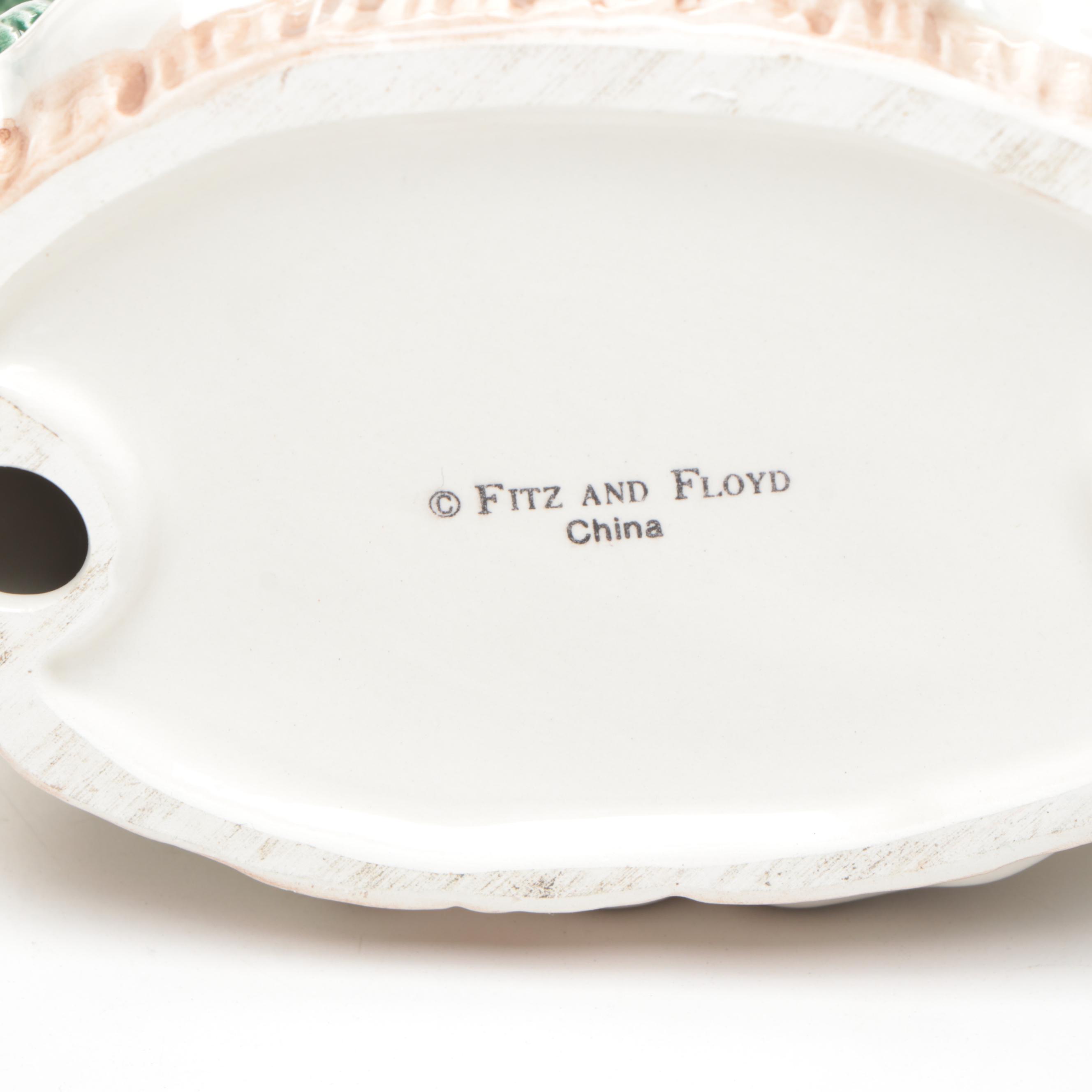 Fitz & Floyd Reindeer Candlesticks with "Jolly Ole Saint Nick" Cookie Jar