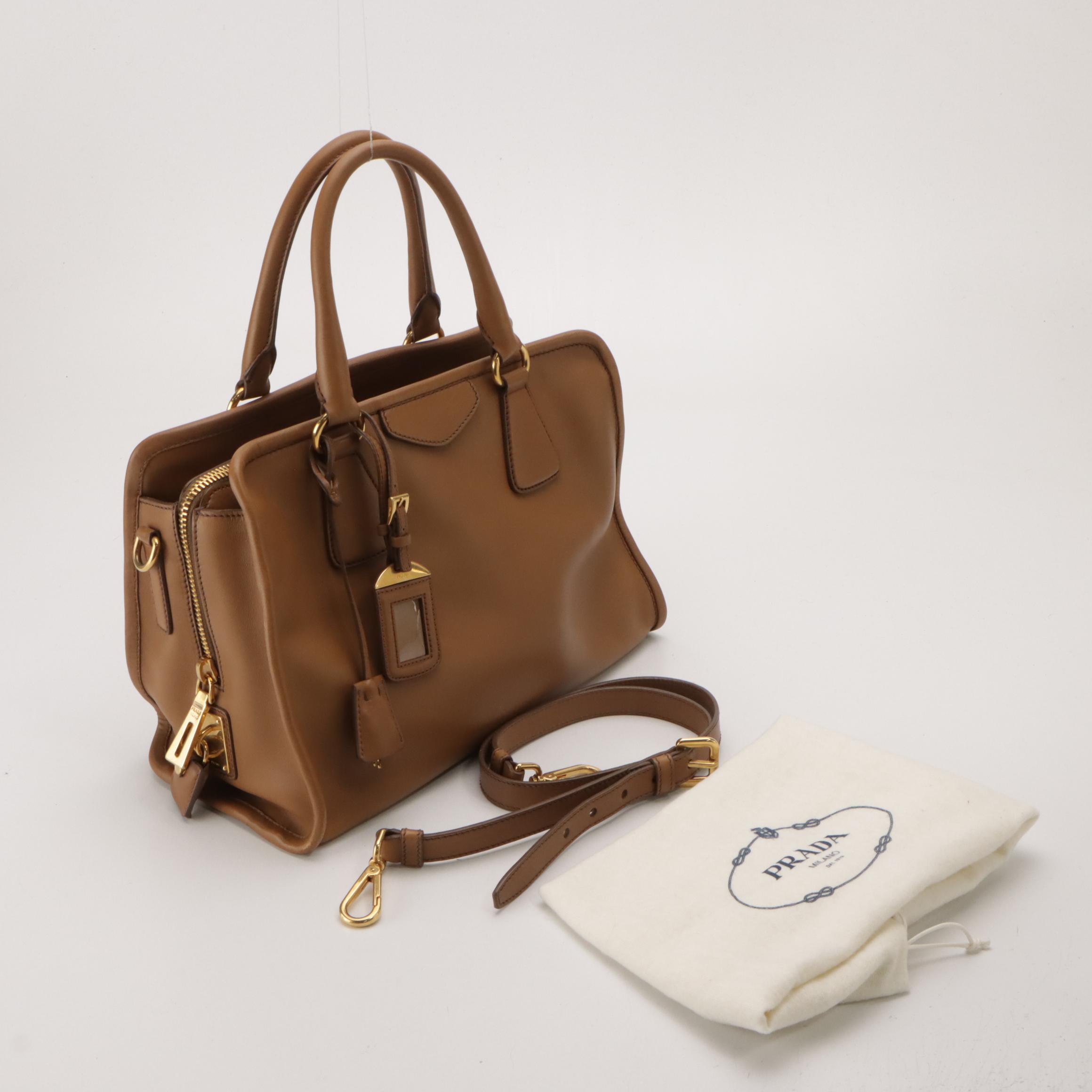 Prada Two-Way Satchel in Brown Calfskin Leather
