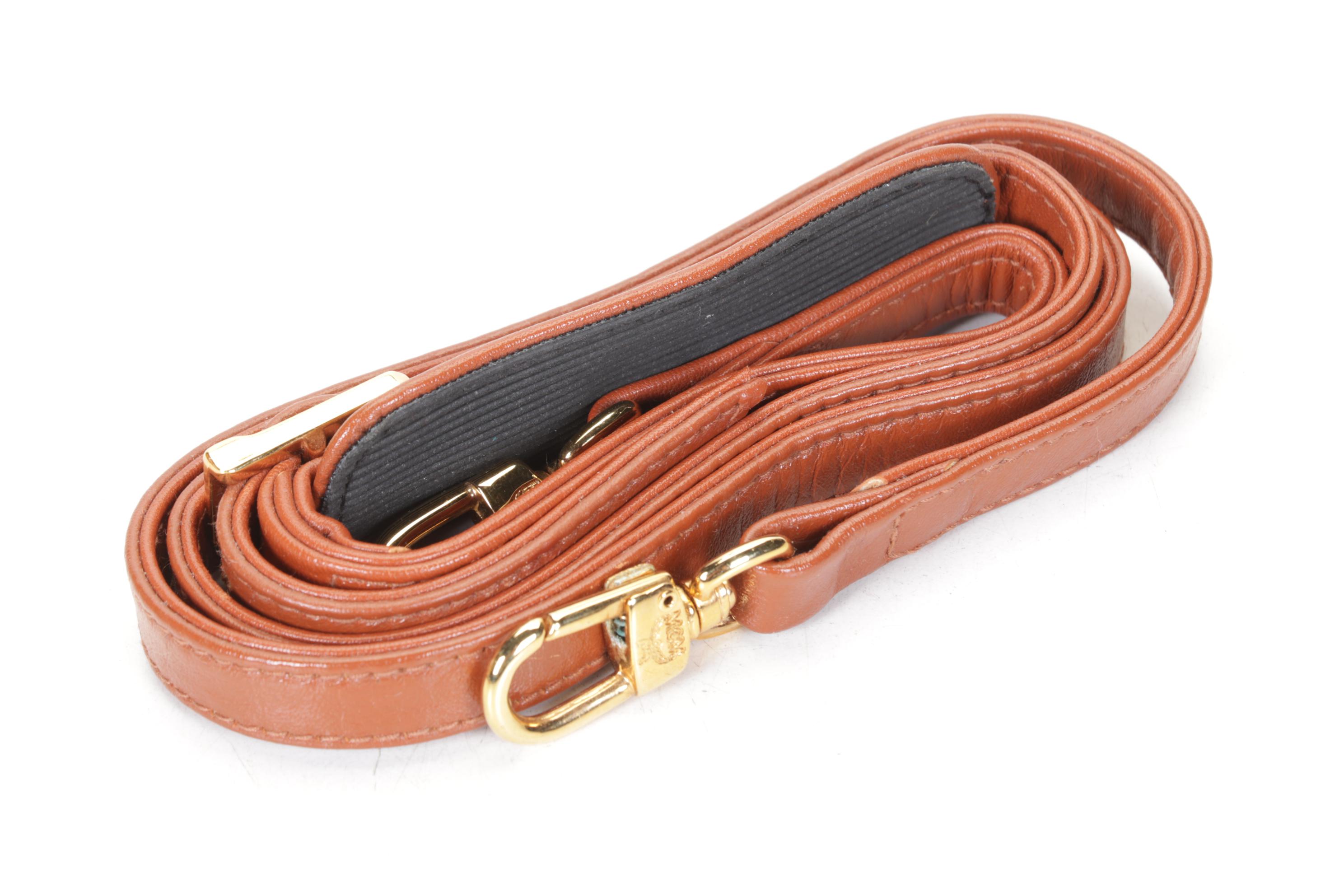 MCM Medium Boston Bag in Cognac Visetos Canvas & Leather