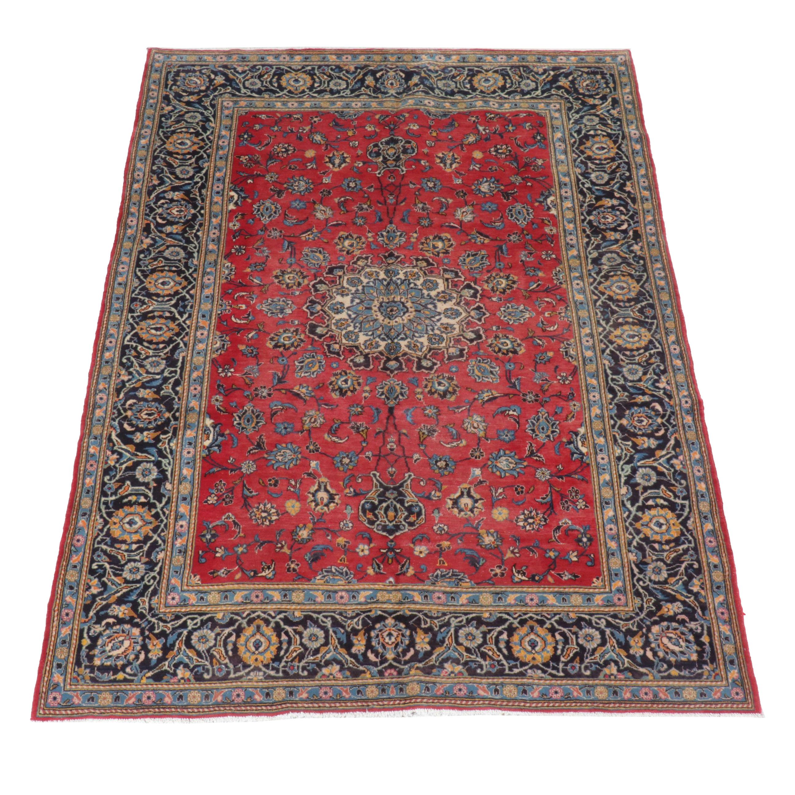 6'4 x 9'7 Hand-Knotted Persian Mashhad Area Rug