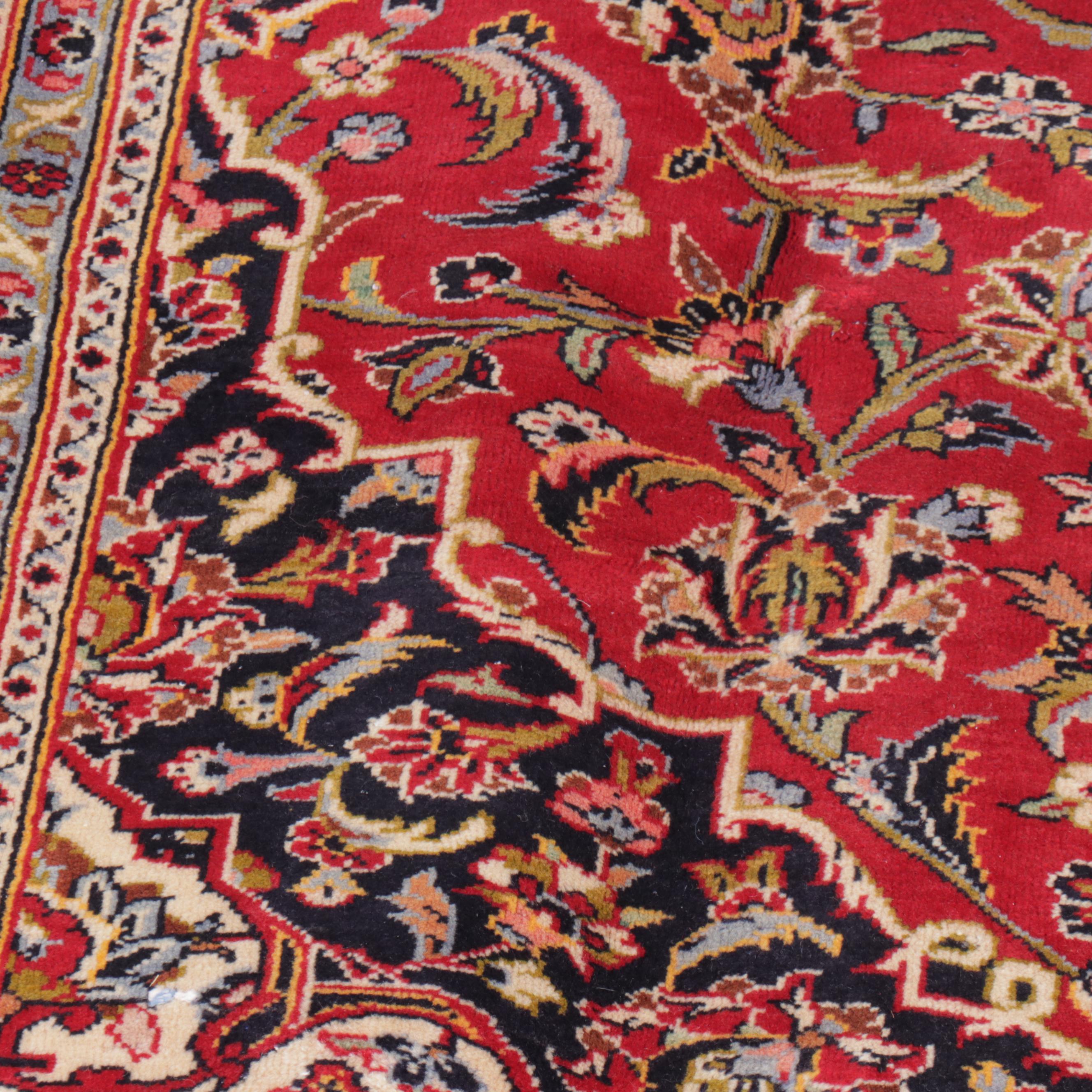 9' x 12'7 Hand-Knotted Persian Kashan Room-Sized Rug