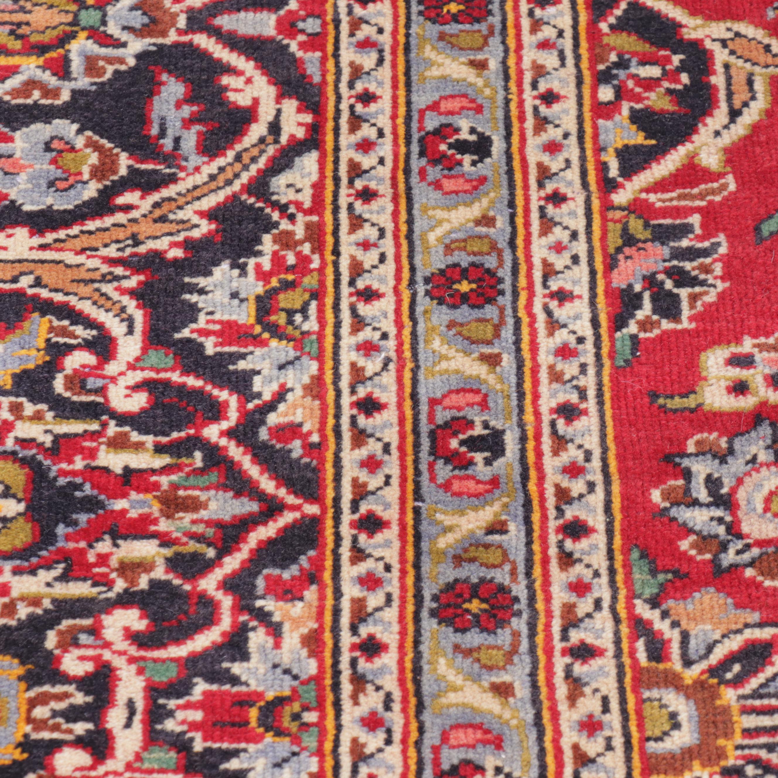 9' x 12'7 Hand-Knotted Persian Kashan Room-Sized Rug