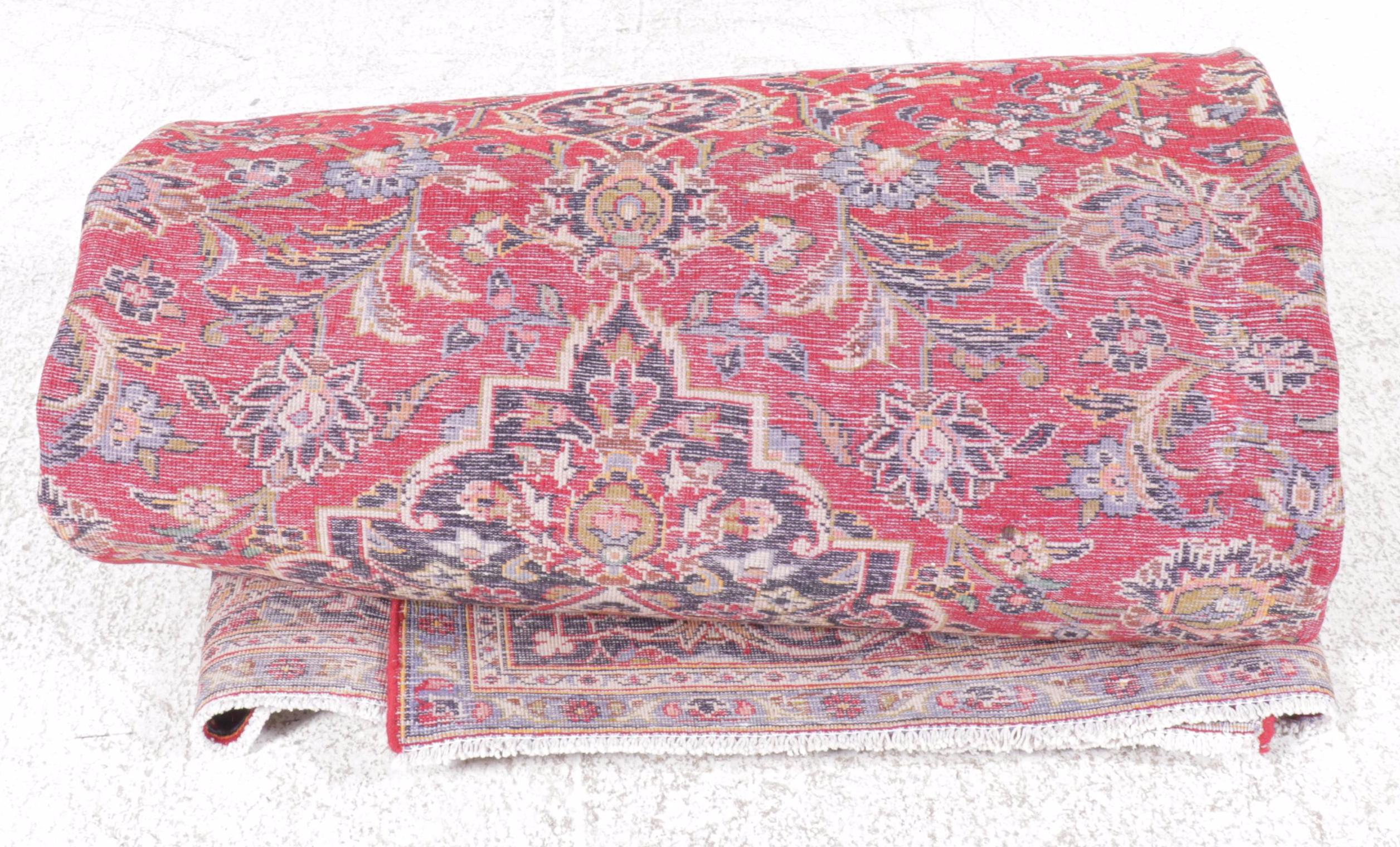 9' x 12'7 Hand-Knotted Persian Kashan Room-Sized Rug