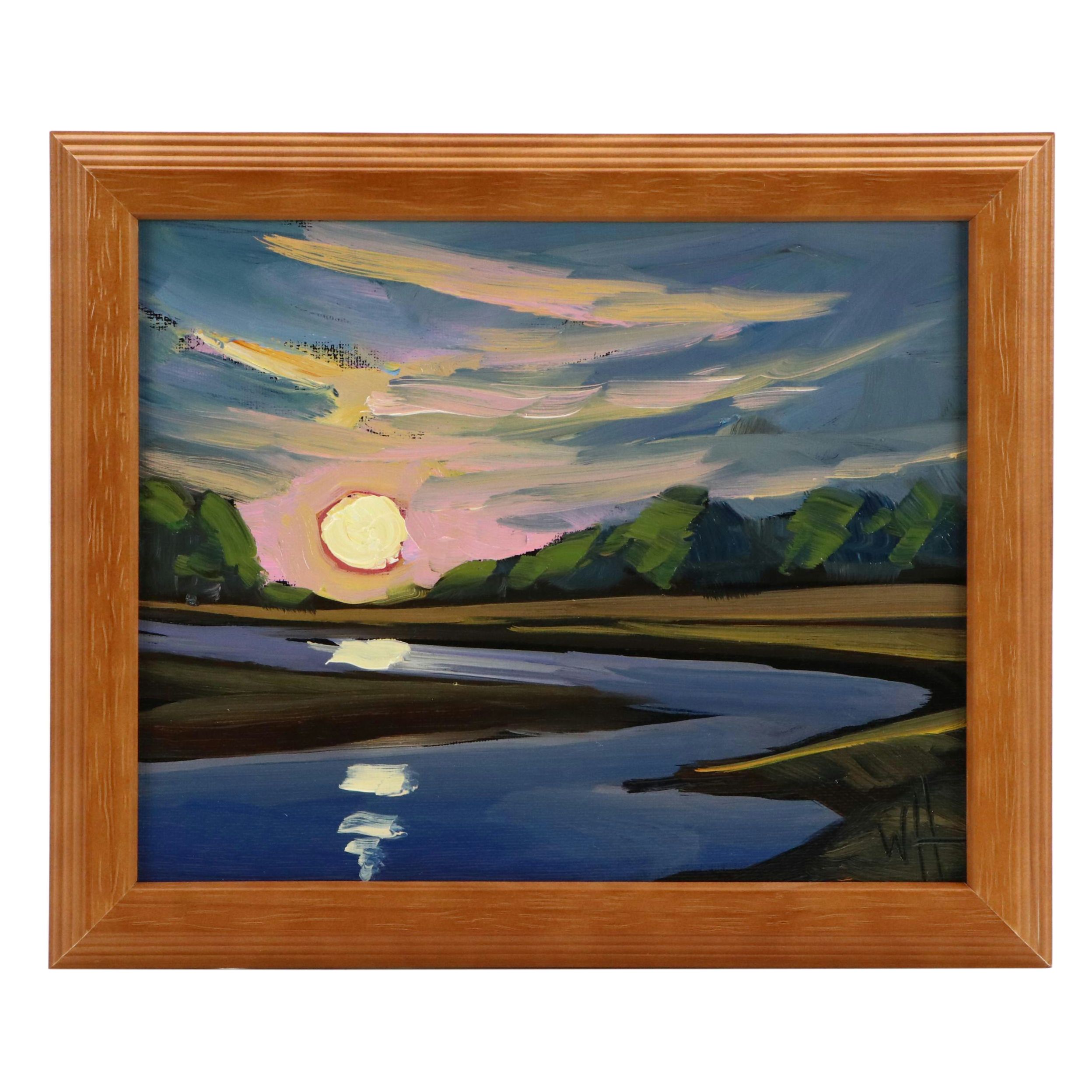 William Hawkins Sunset Landscape Oil Painting, 2025