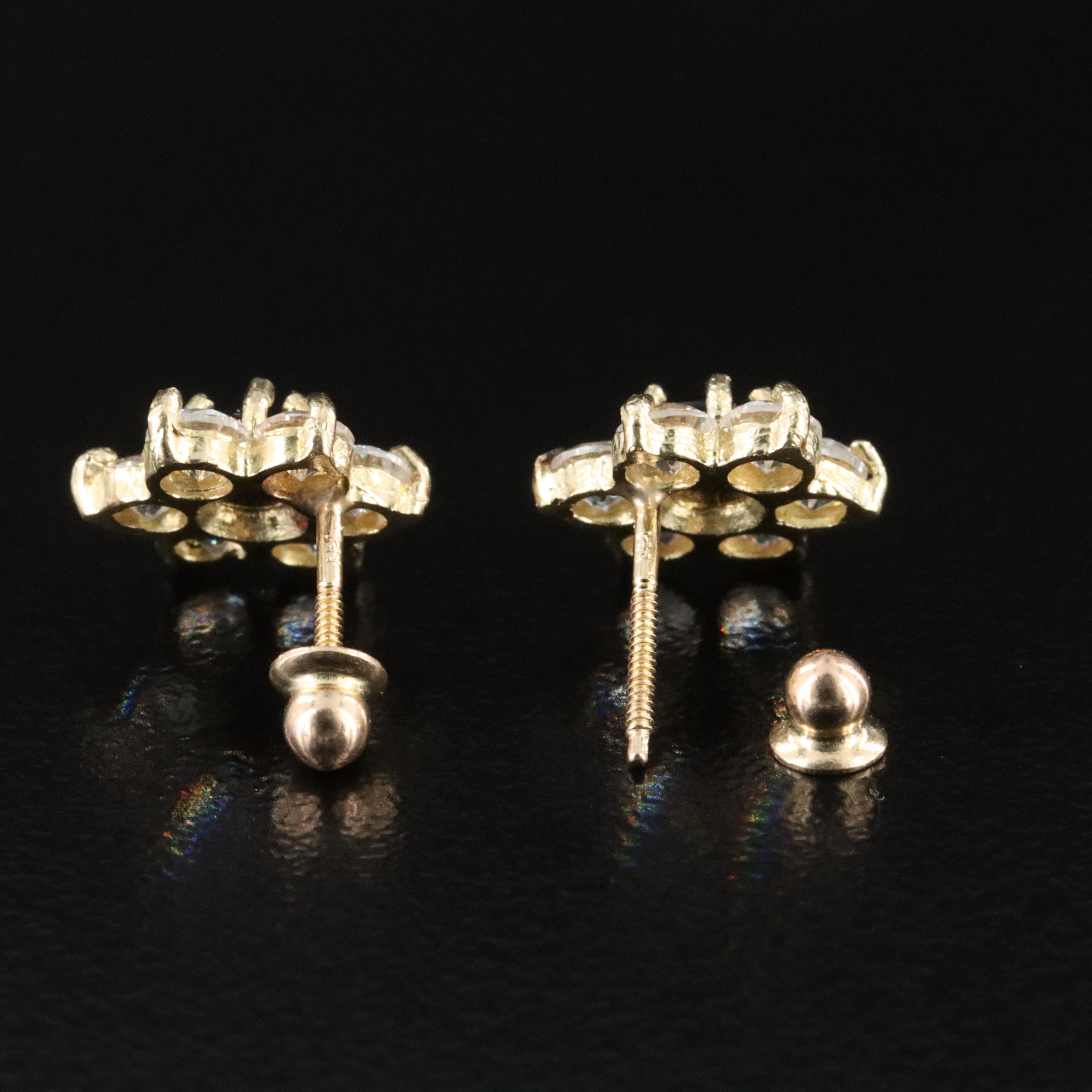 14K Glass Flower Earrings