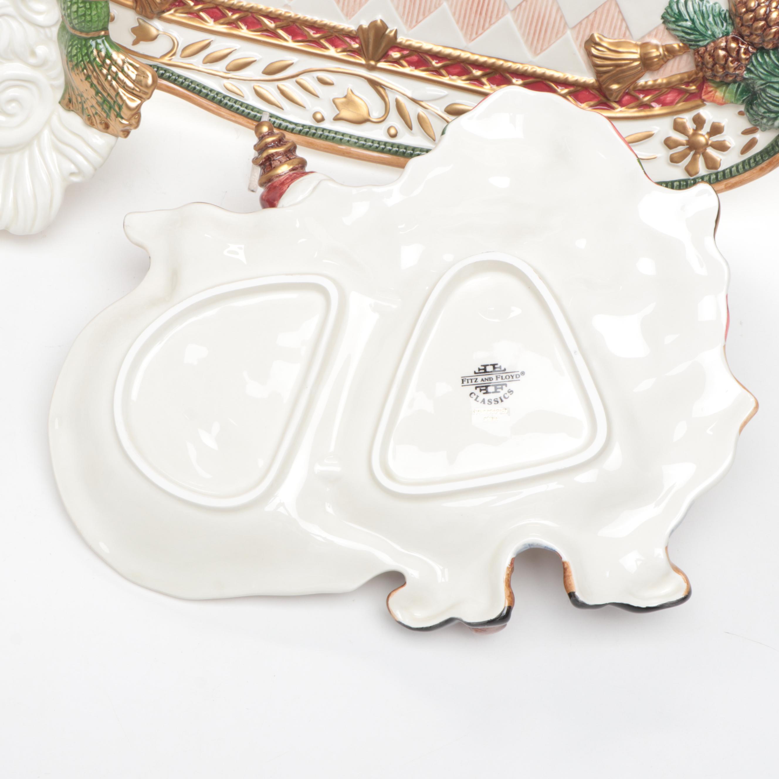Fitz & Floyd "Jolly Ole St. Nick" Ceramic Serveware