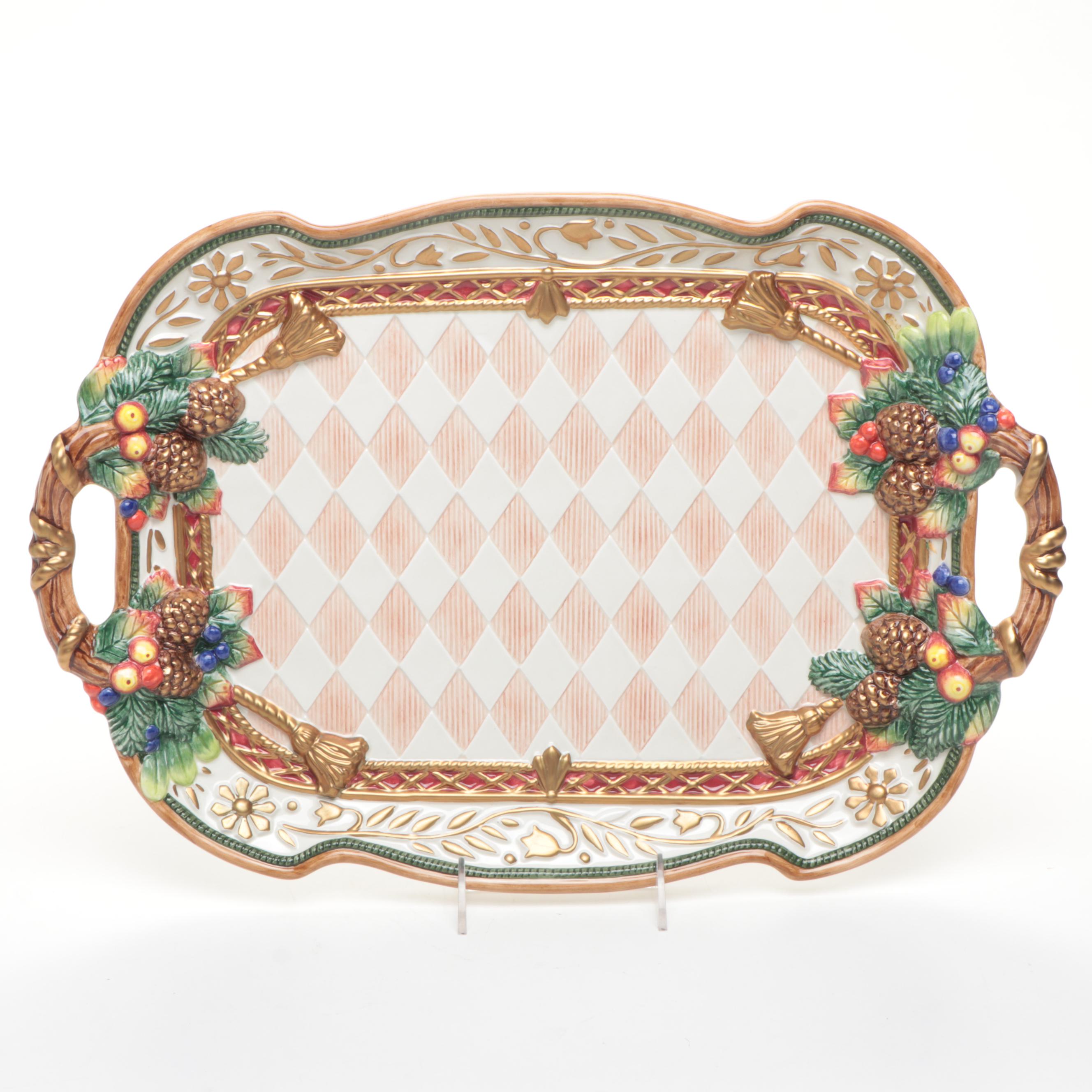 Fitz & Floyd "Jolly Ole St. Nick" Ceramic Serveware