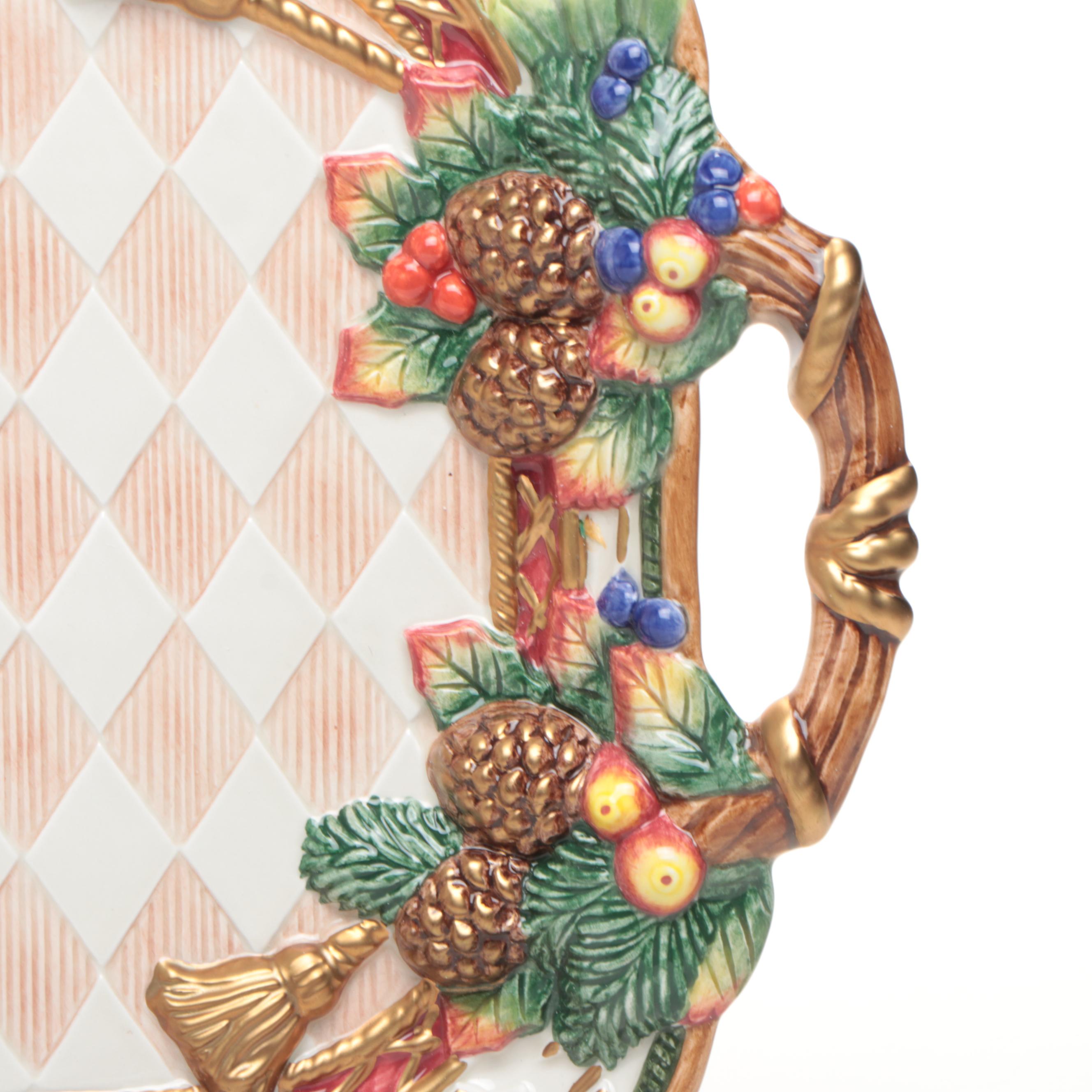 Fitz & Floyd "Jolly Ole St. Nick" Ceramic Serveware