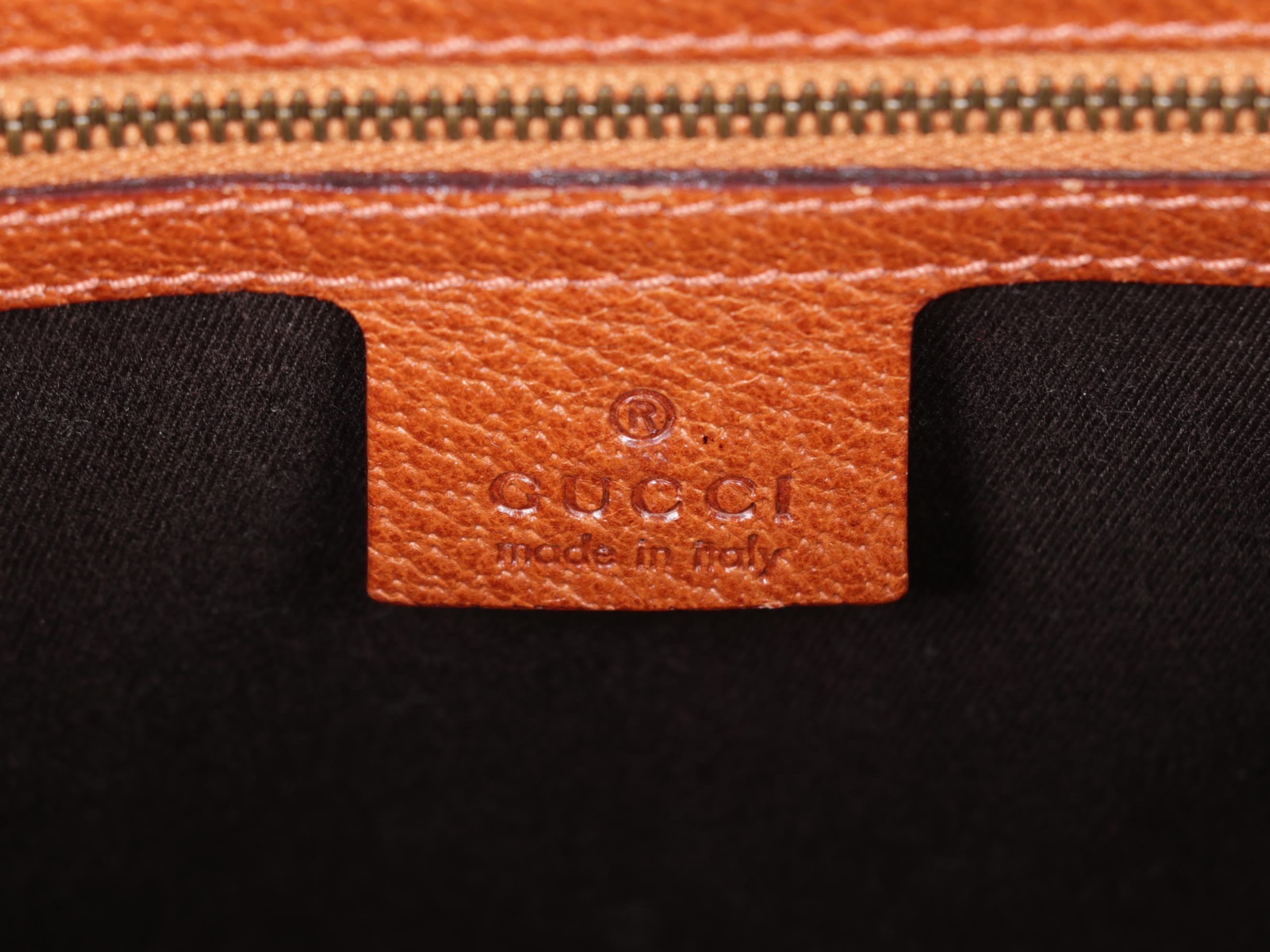 Gucci Nailhead Tote Bag in GG Canvas and Orange Tan Leather