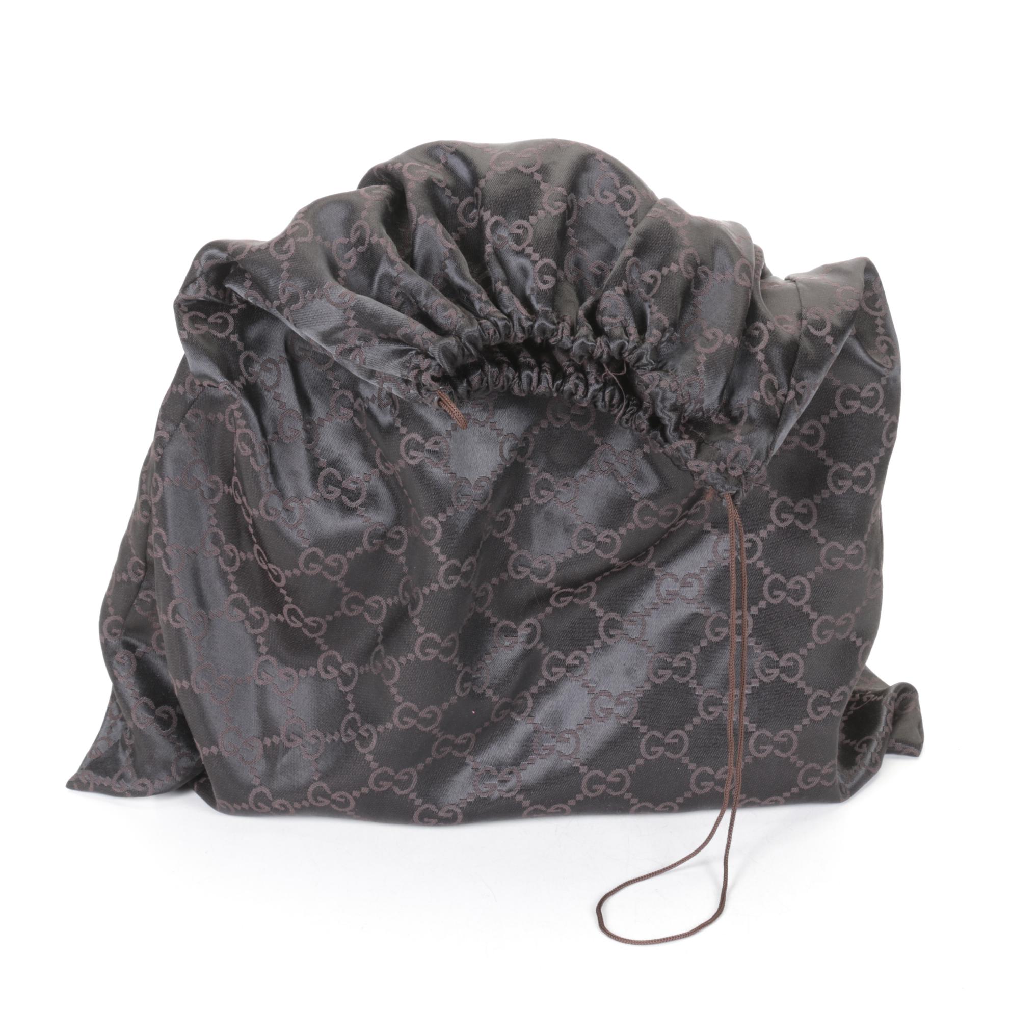 Gucci Nailhead Tote Bag in GG Canvas and Orange Tan Leather