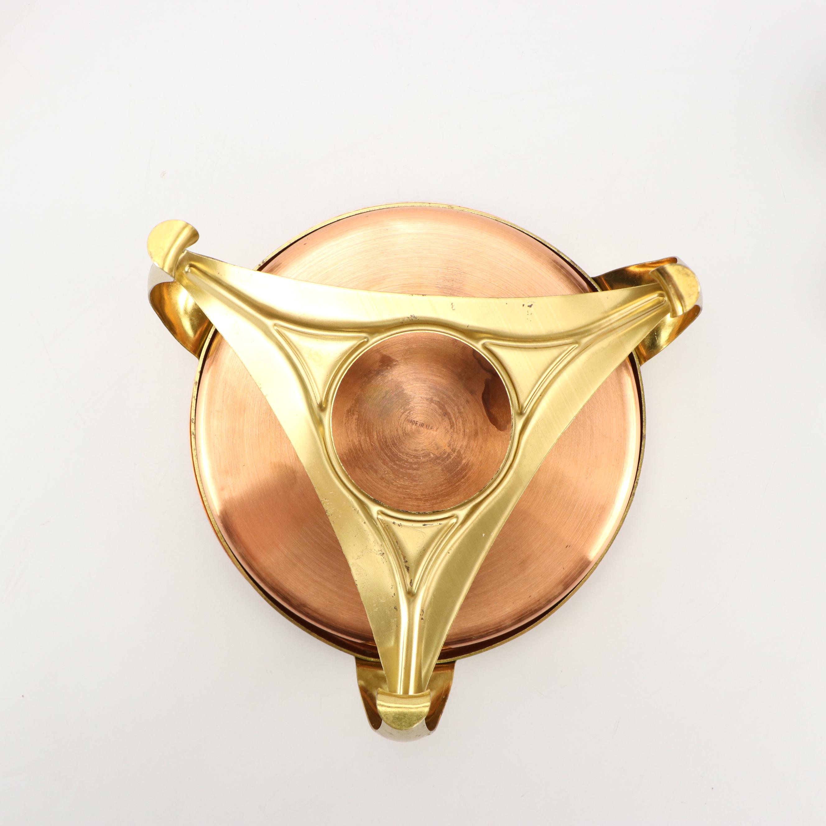 Mid Century Modern Style Copper and Brass Long Handled Chafing Dish