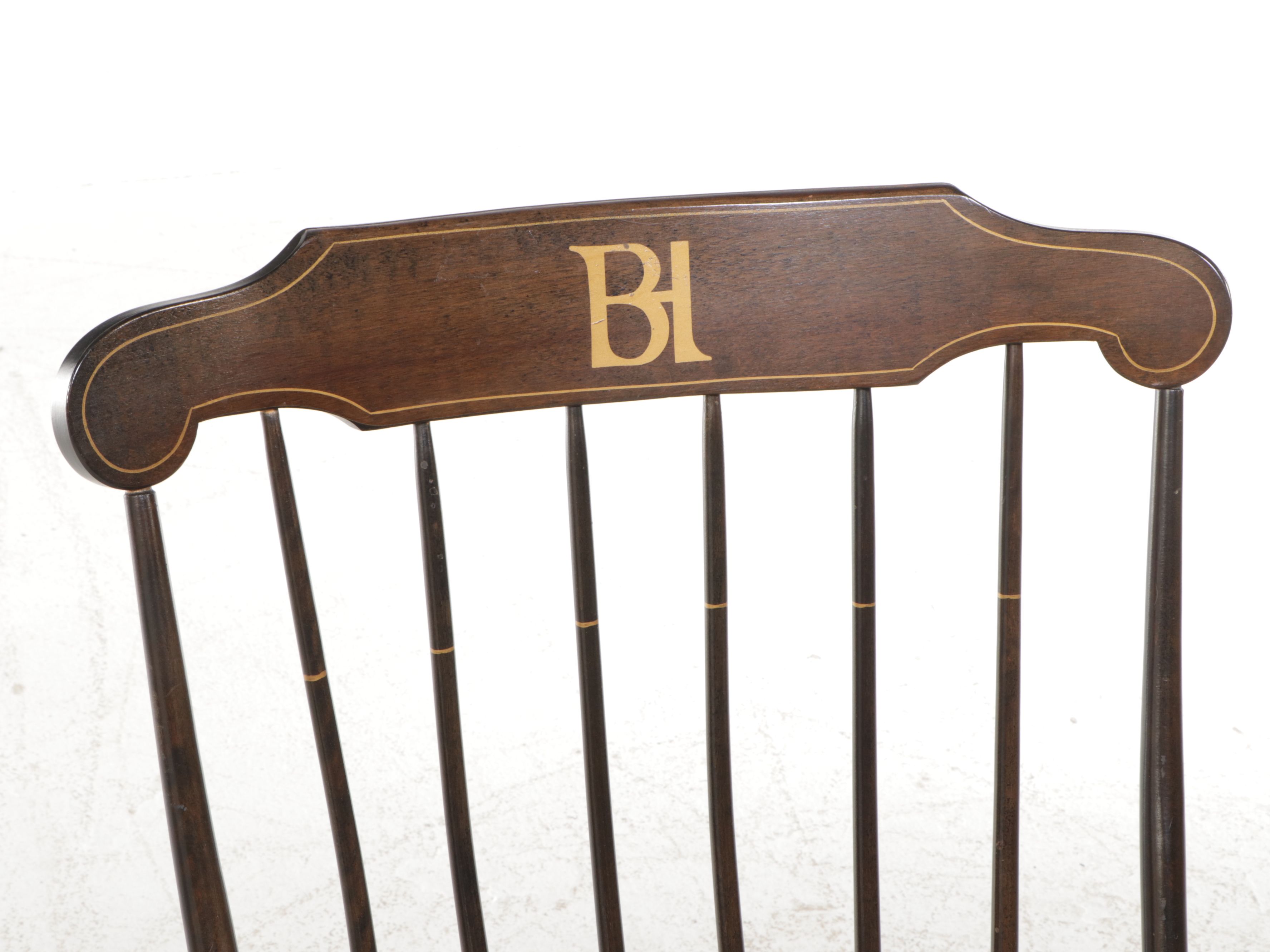 Hitchcock Style Ebonized Wood Rocking Chair