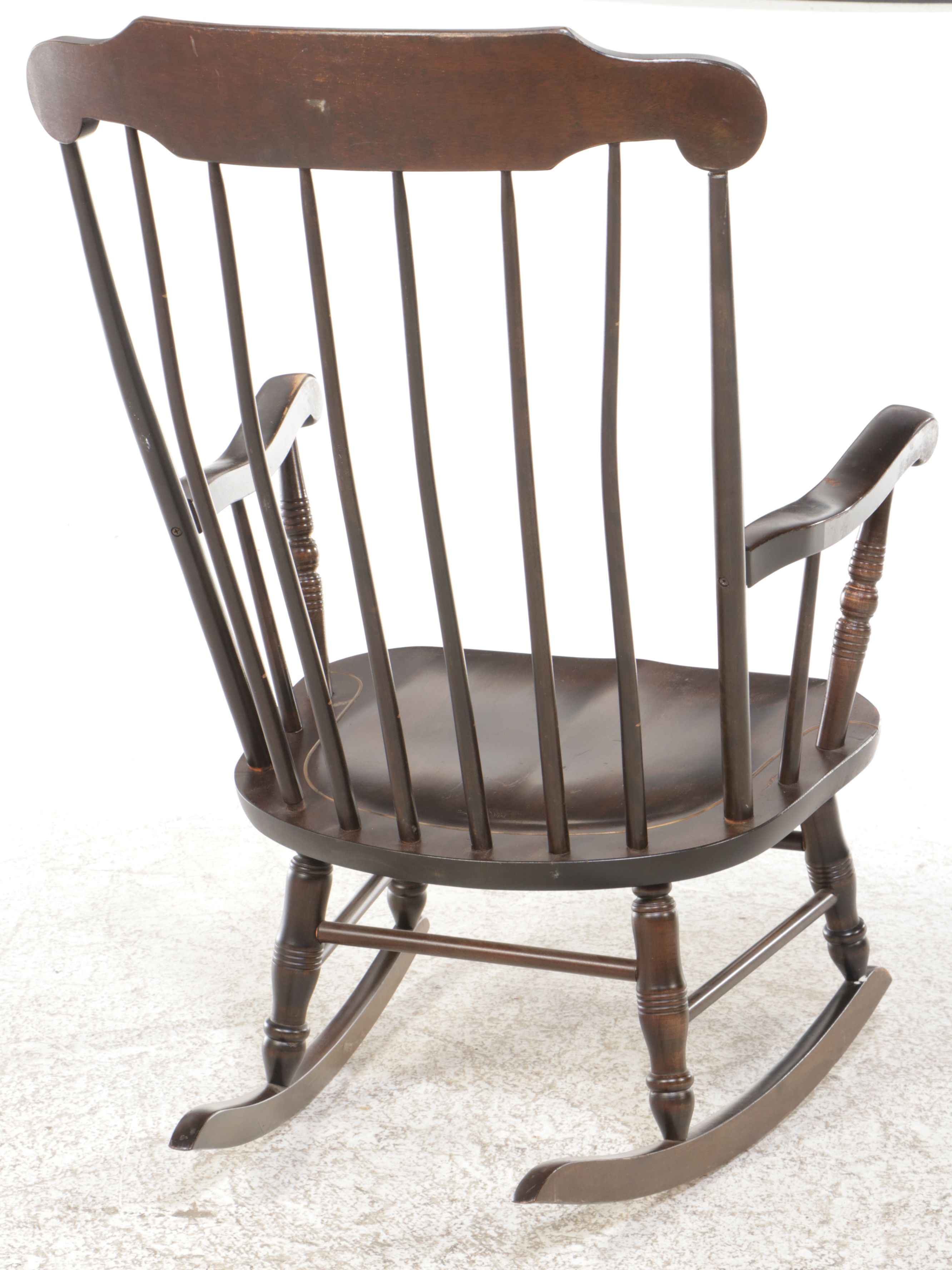 Hitchcock Style Ebonized Wood Rocking Chair