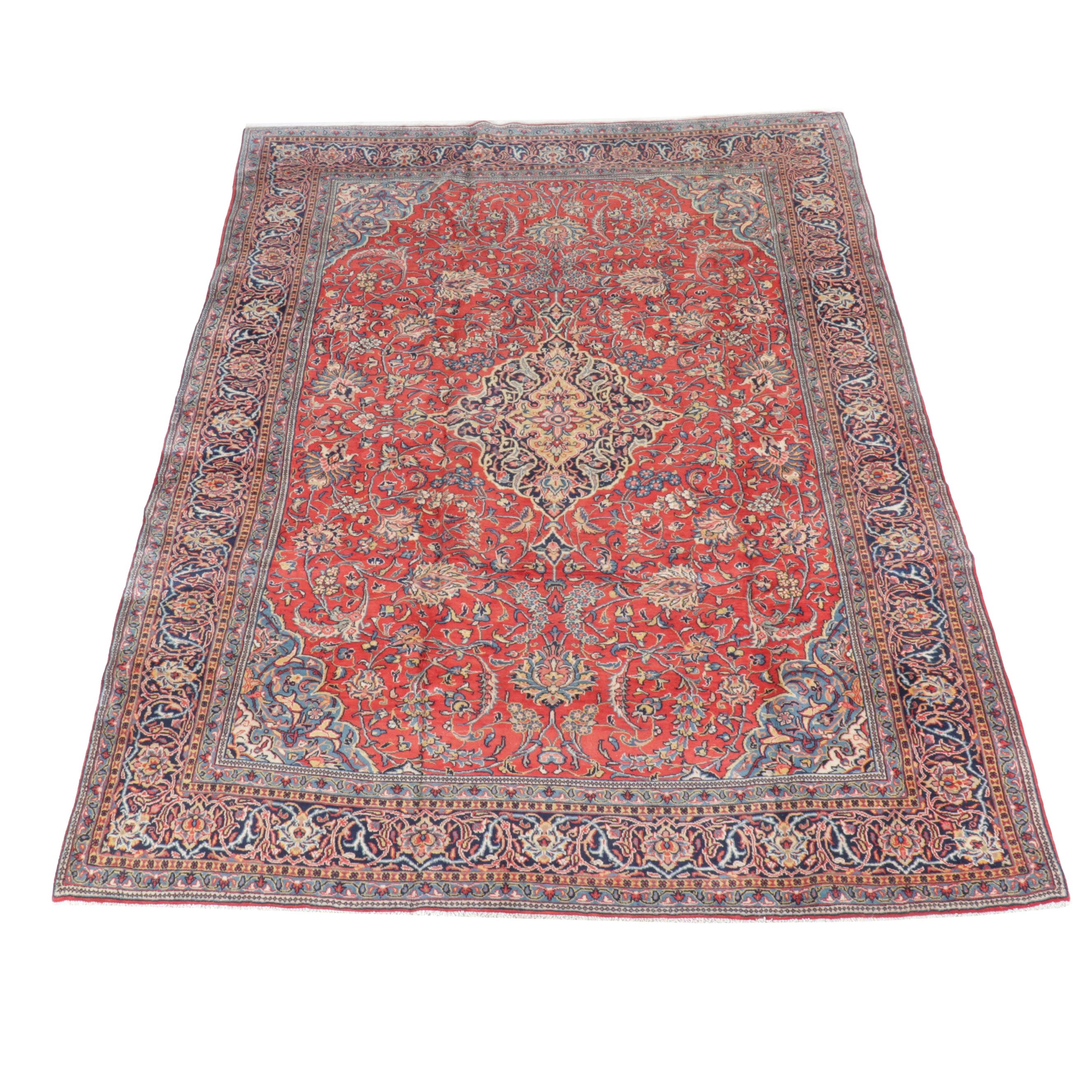 7'6 x 10'7 Hand-Knotted Persian Kashan Area Rug