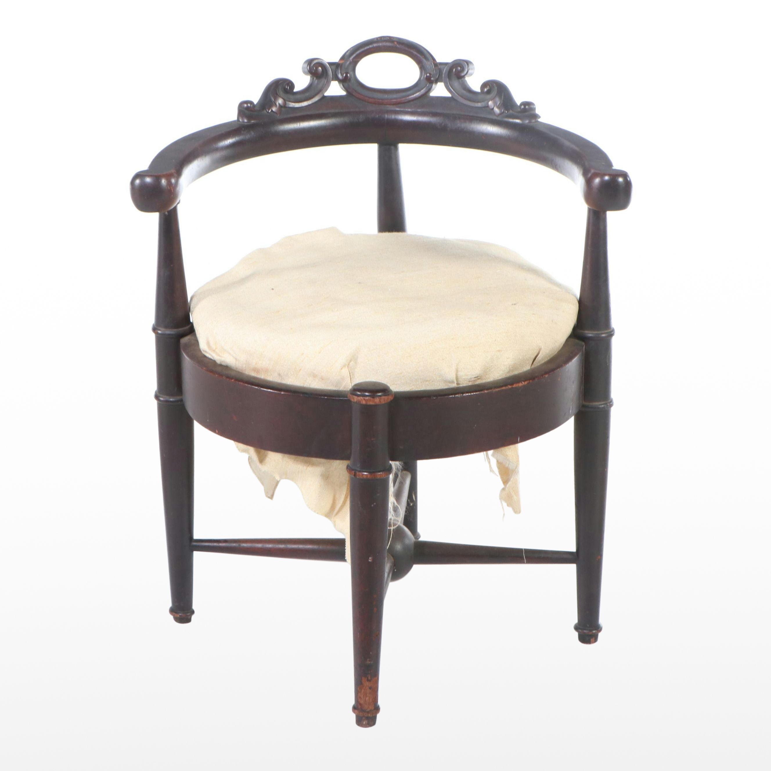 Victorian Mahogany Finished Wood Corner Chair, 19th Century