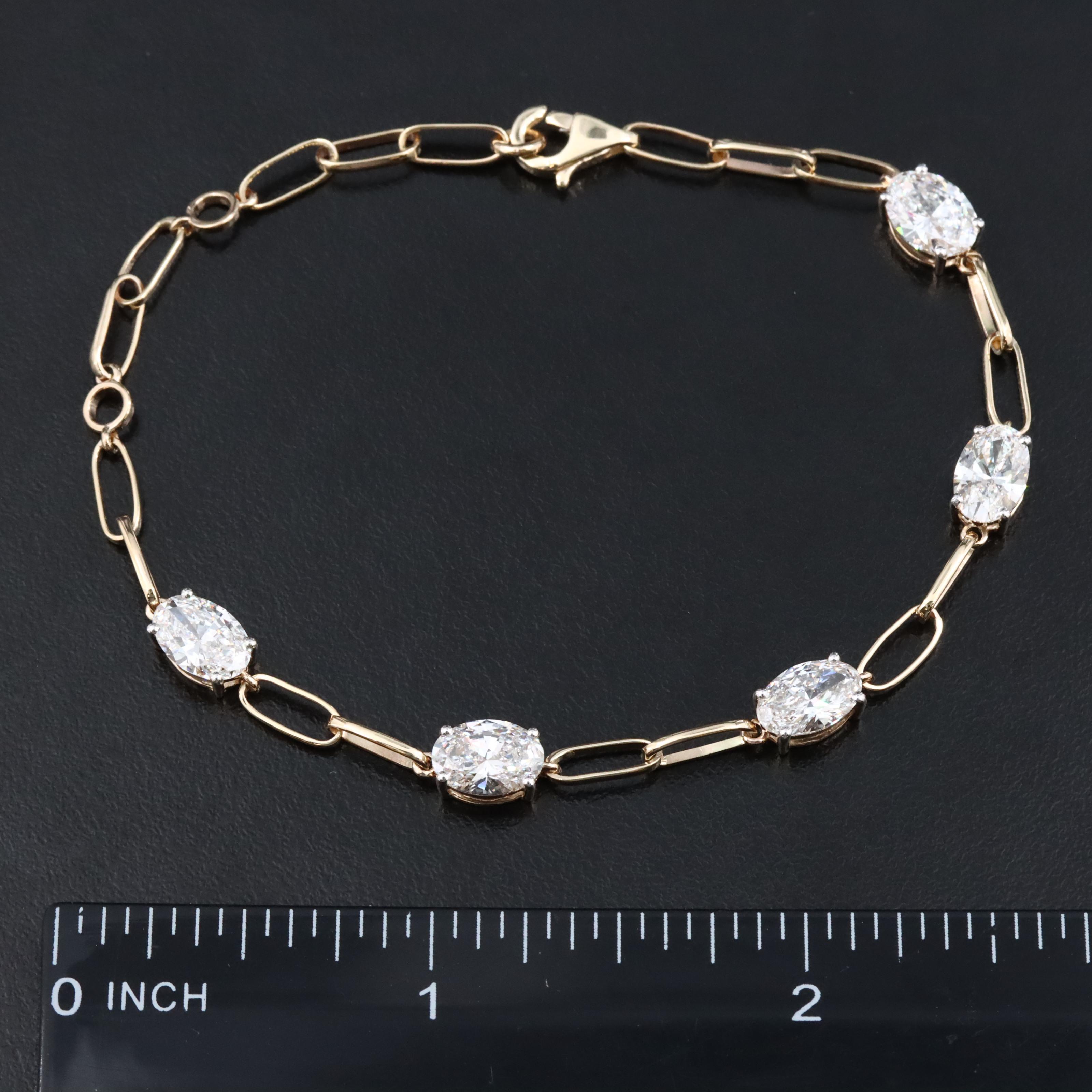 14K 4.11 CTW Lab Grown Diamond Station Bracelet