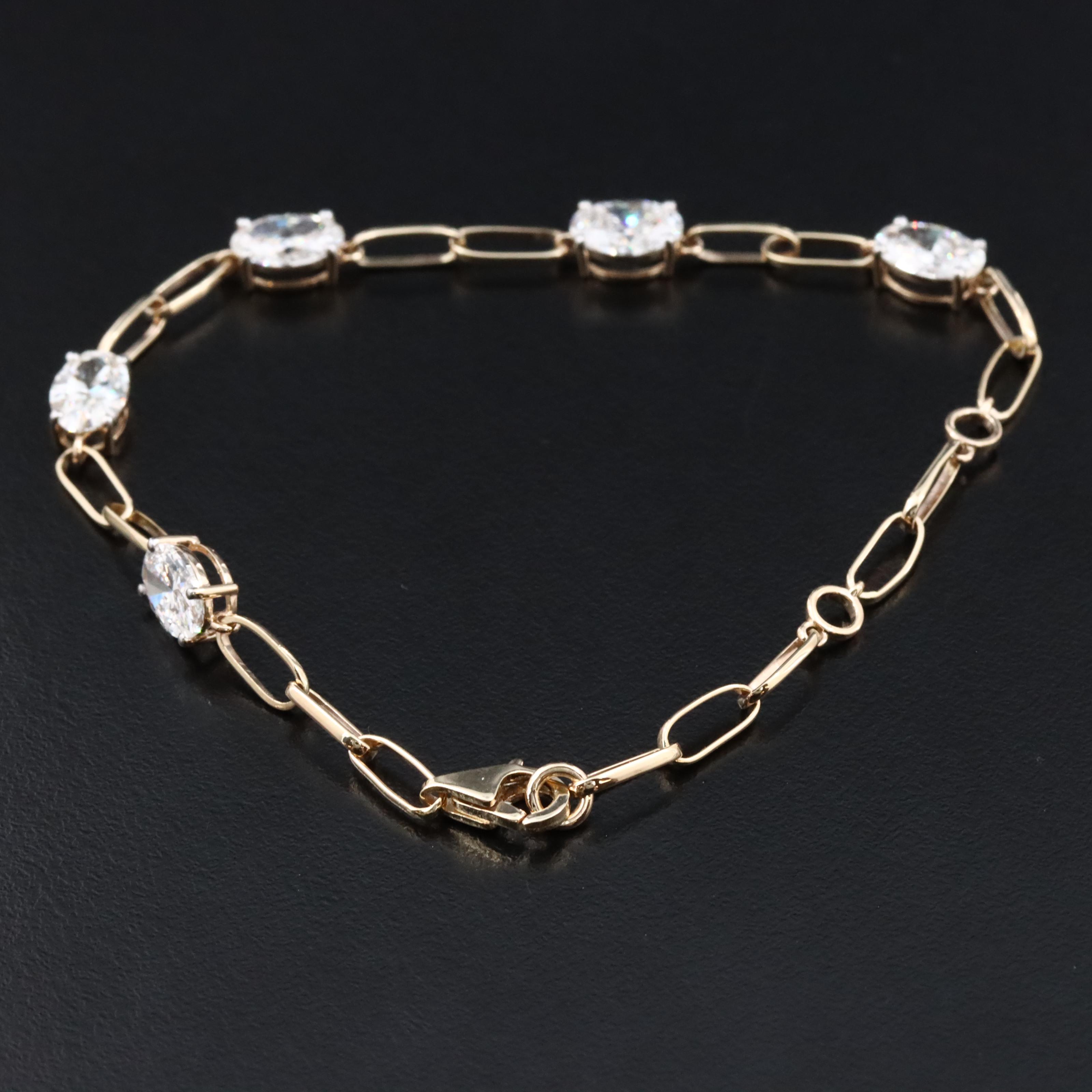 14K 4.11 CTW Lab Grown Diamond Station Bracelet