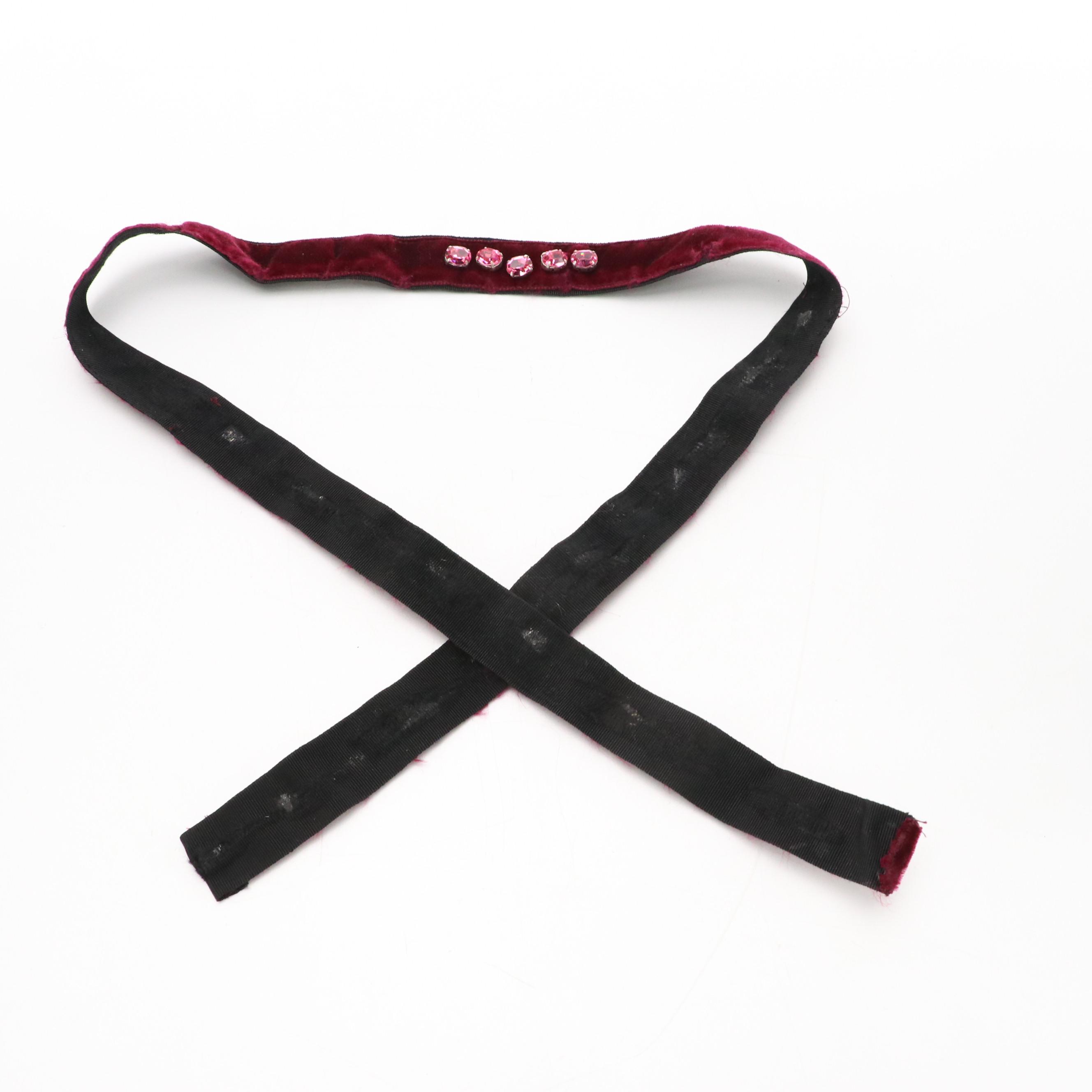 Prada Crystal Velvet Ribbon Belt/Necklace