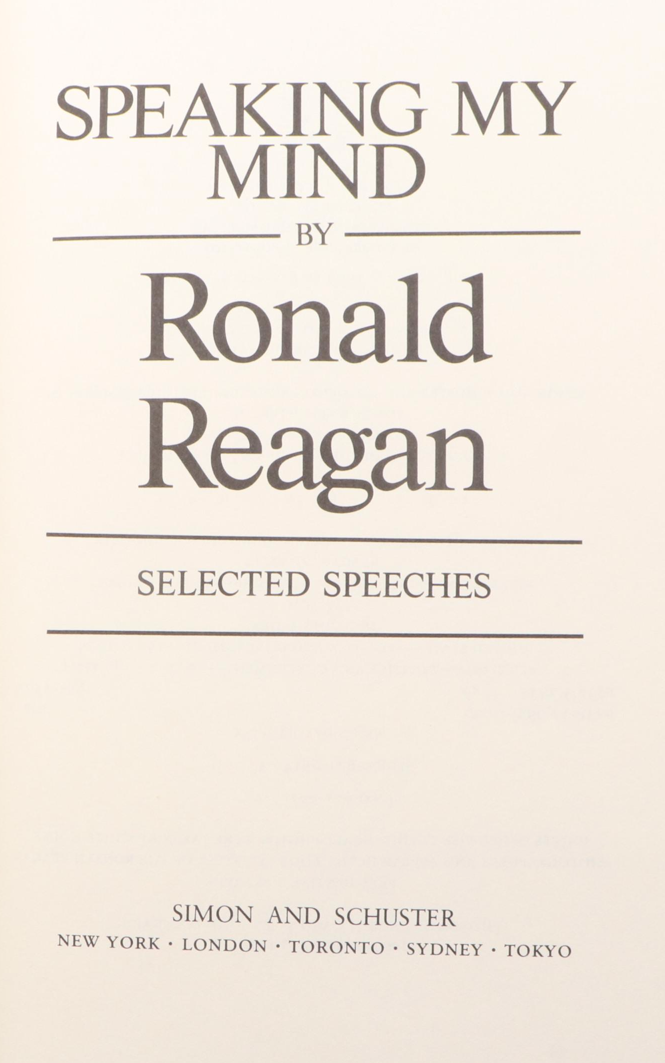 Signed Limited First Edition "Speaking My Mind" by Ronald Reagan, 1989
