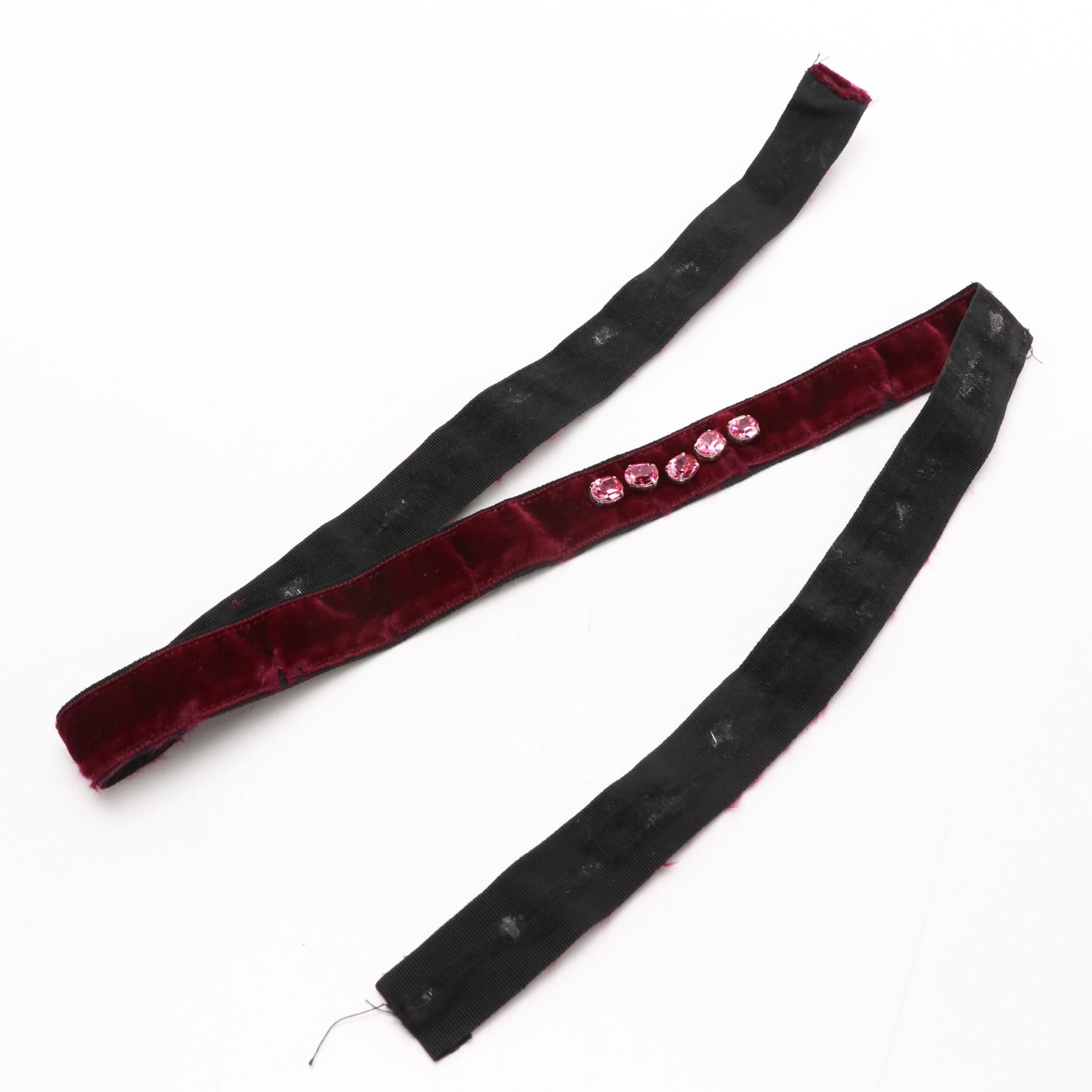 Prada Crystal Velvet Ribbon Belt/Necklace