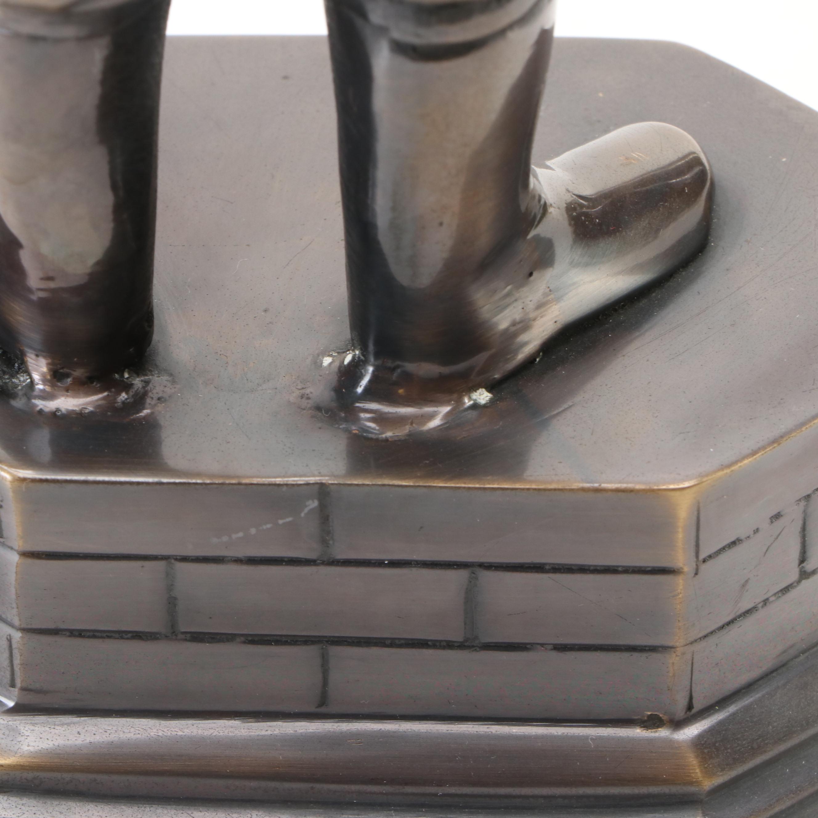 Bronzed Metal Chinoiserie Style Figural Candle Pillar