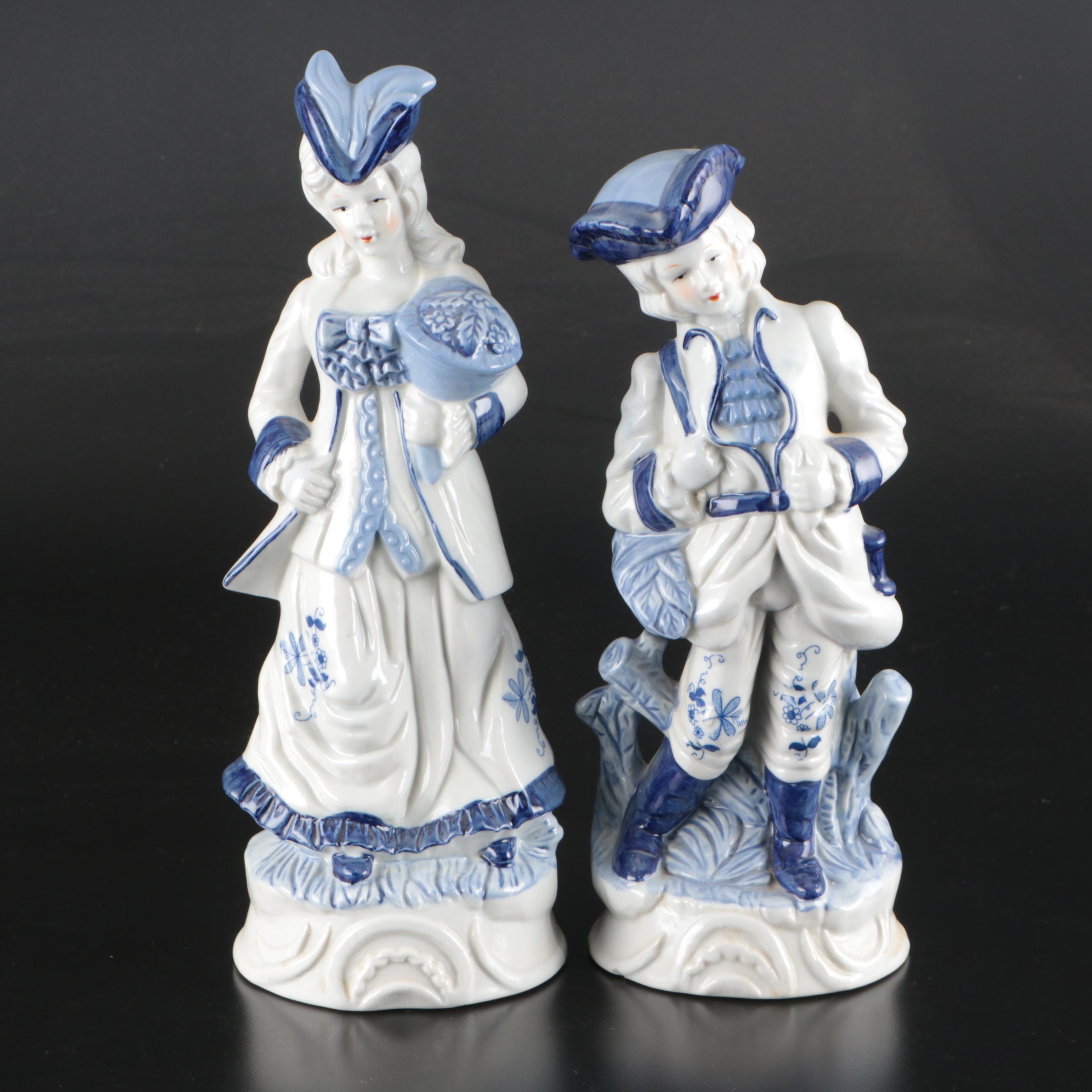 Sophia-Ann Blue and White French Style Porcelain Figurines