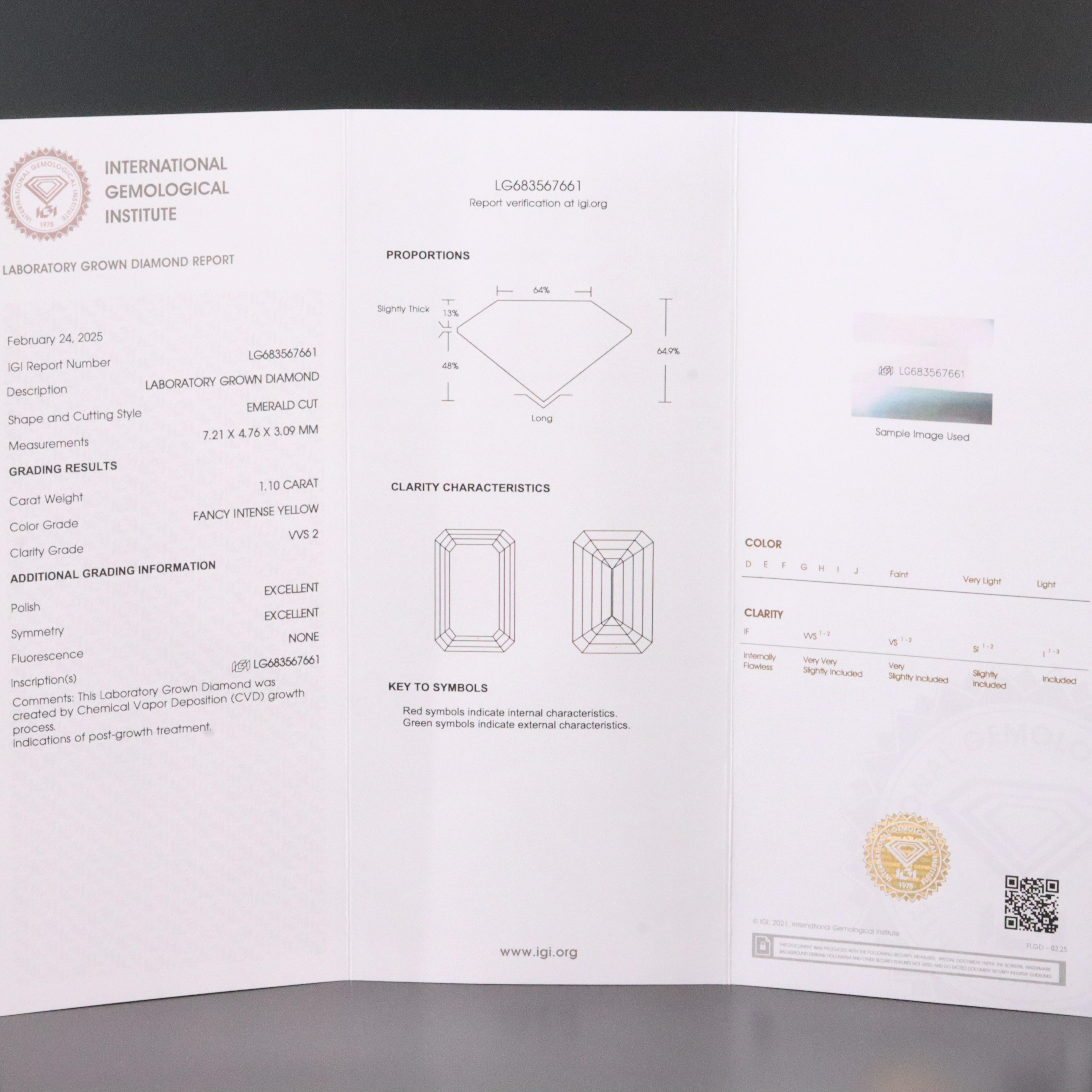 Loose 1.10 CT Lab Grown Diamond with IGI Report