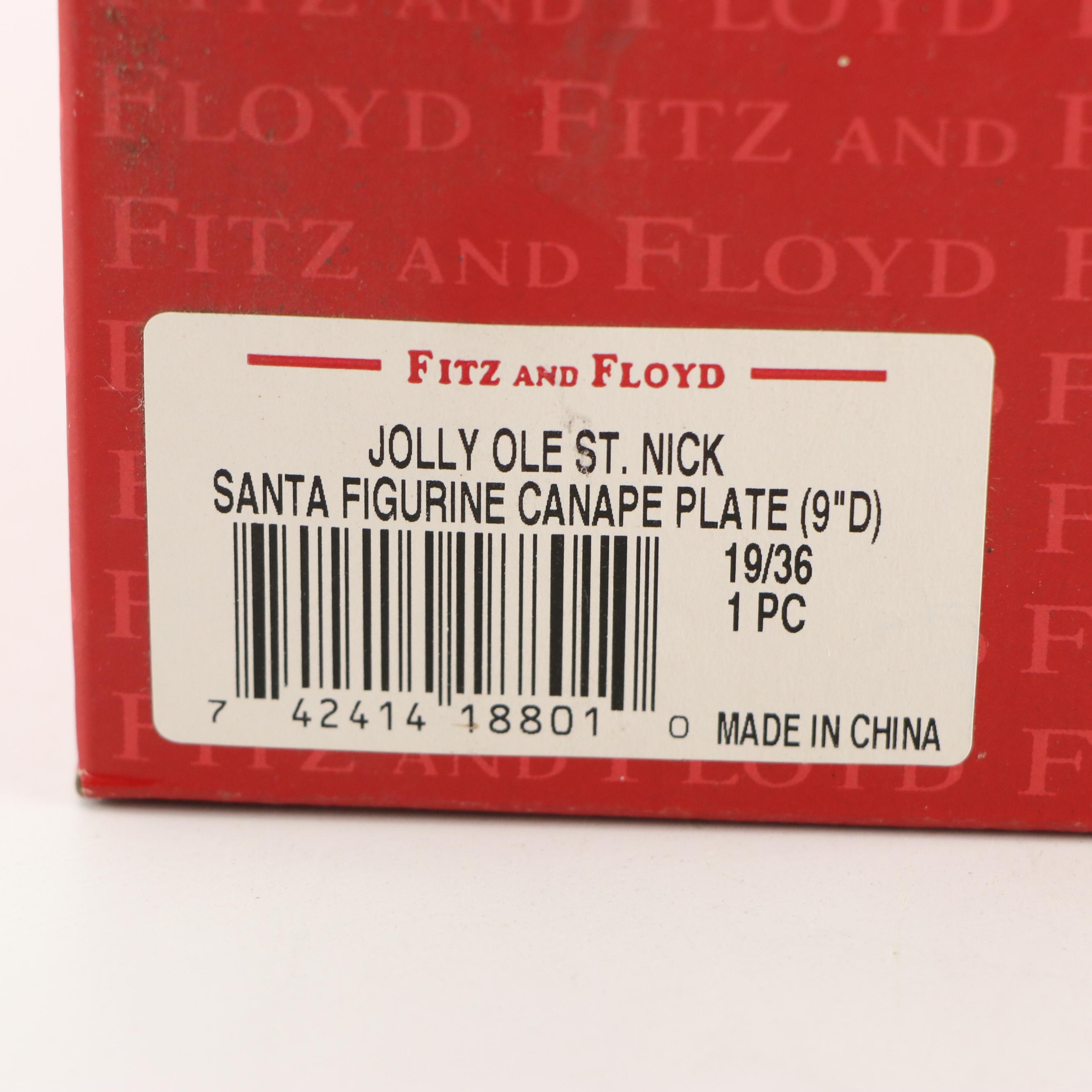 Fitz & Floyd "Jolly Ole St. Nick" Ceramic Figurative Jars and Plates
