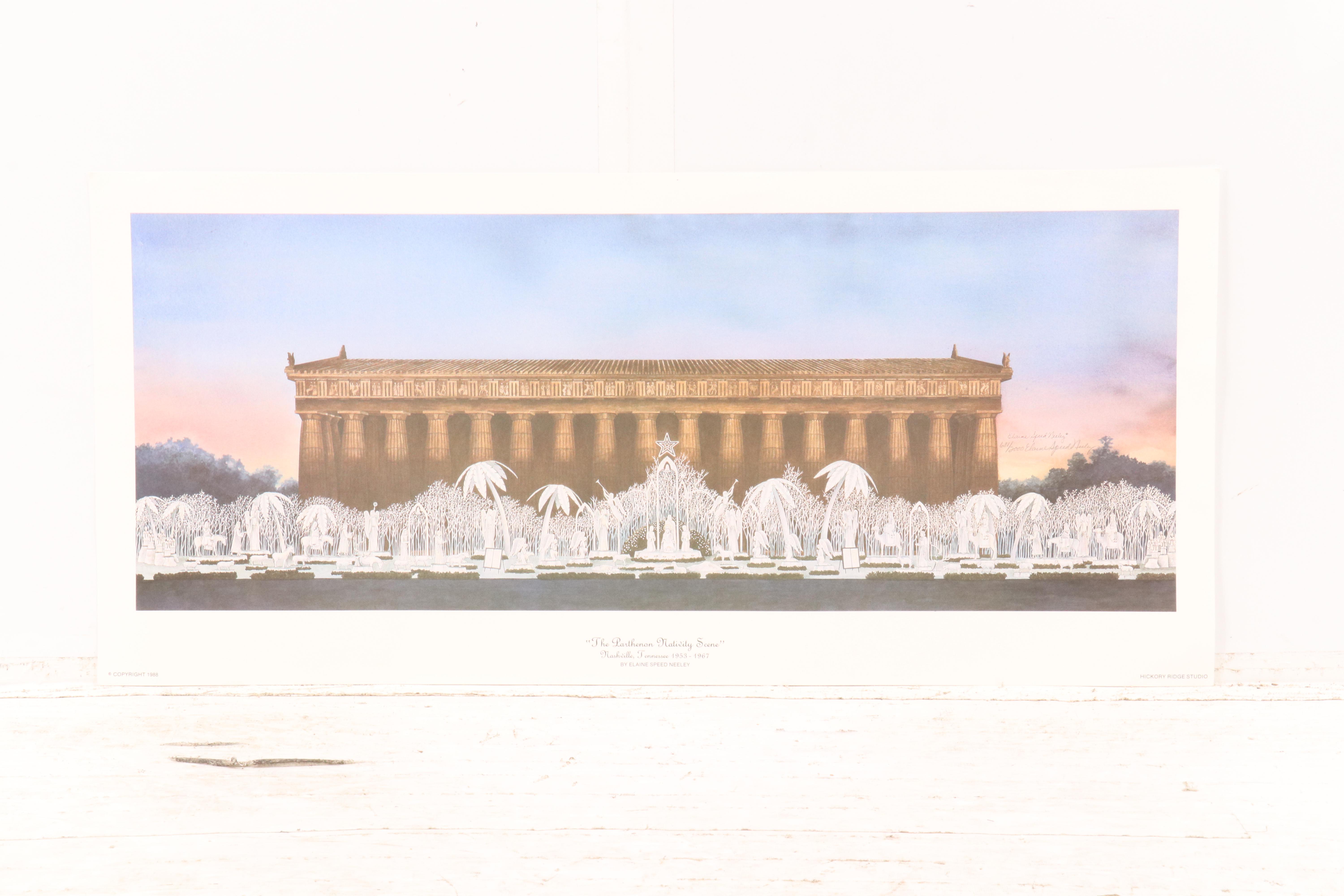 Nashville Parthenon Lithographs, Including Elaine S. Neeley Nativity Scene, 1988