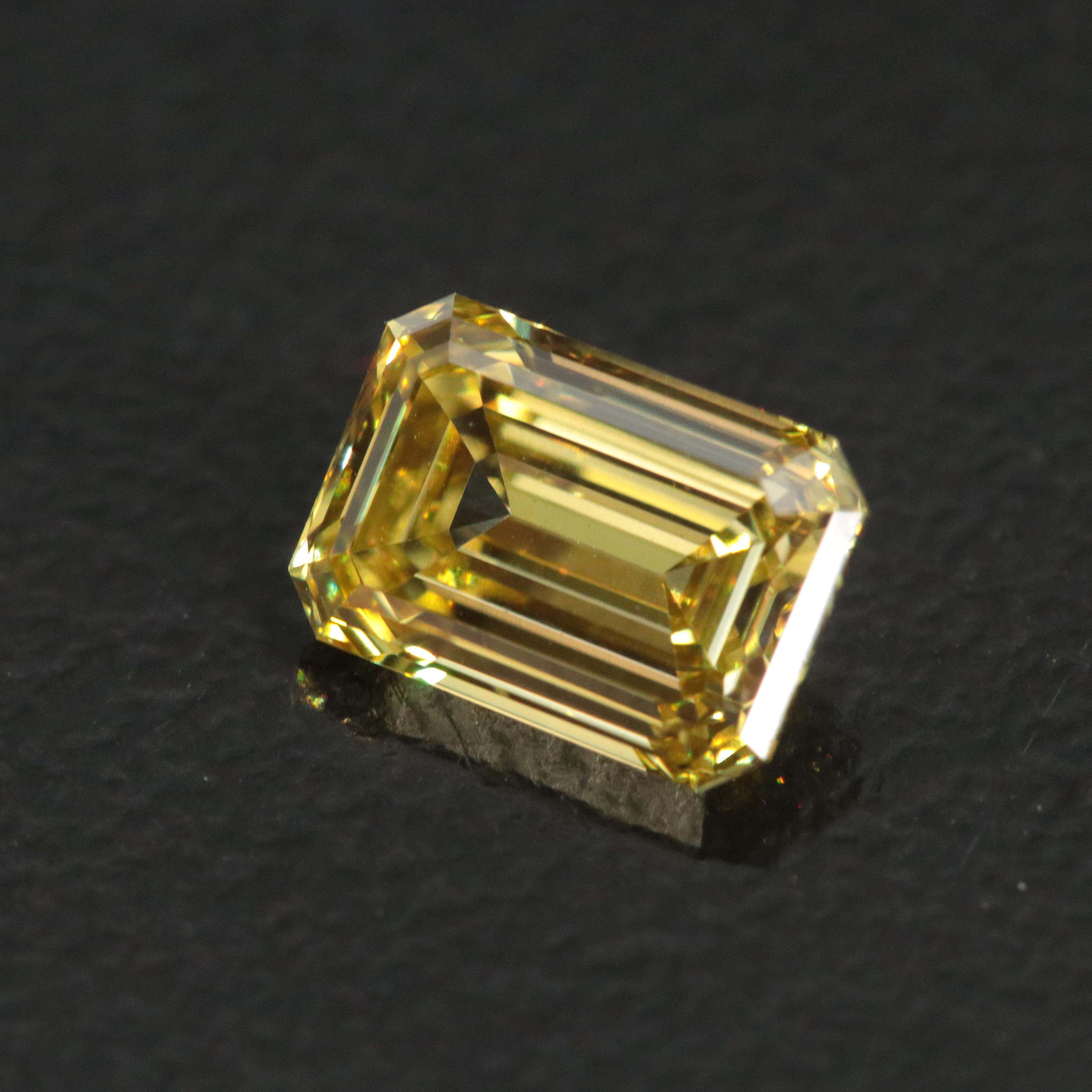 Loose 1.09 CT Lab Grown Fancy Yellow Diamond with IGI Report