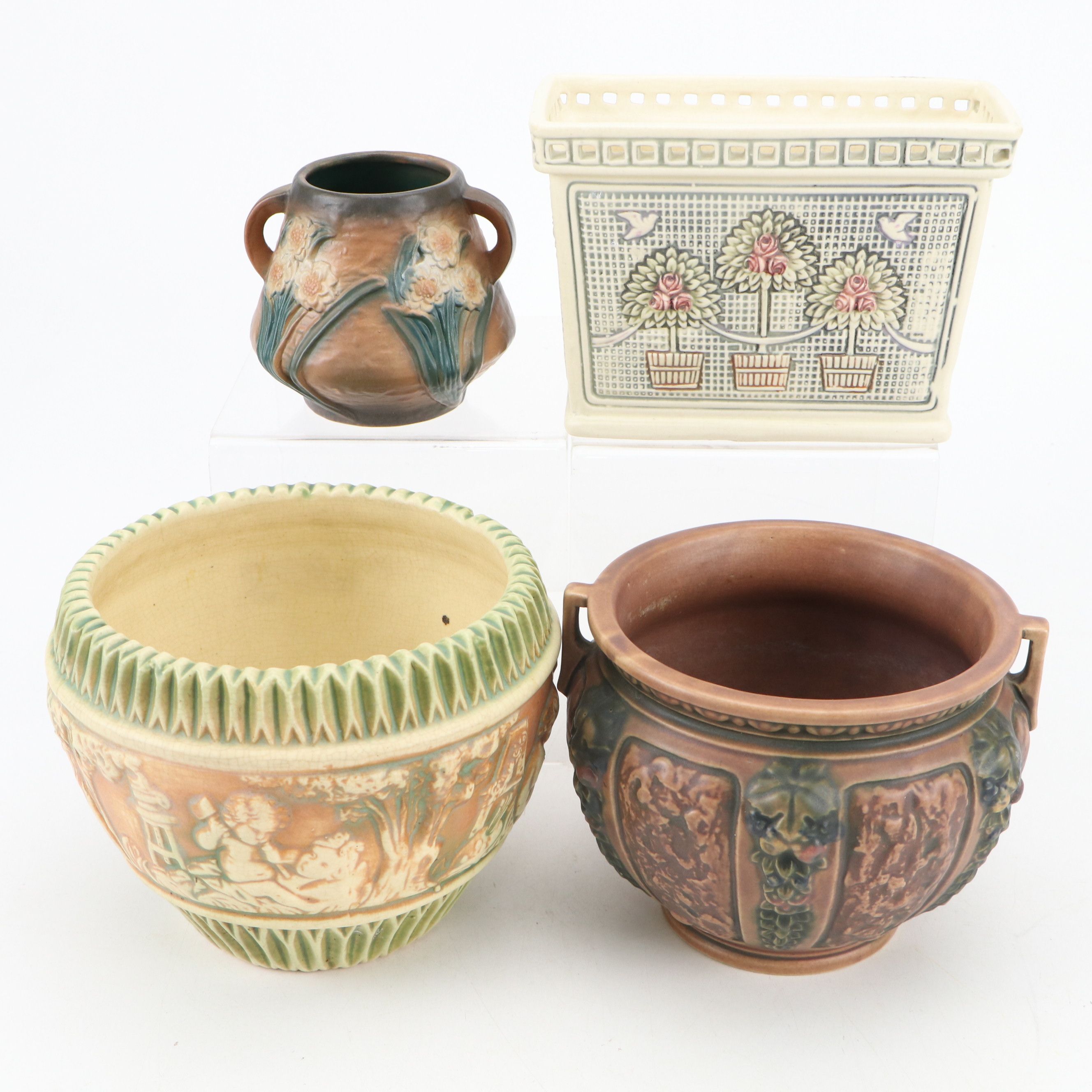 Roseville Pottery "Donatello" Ceramic Jardinière and More, Early to Mid-20th C.