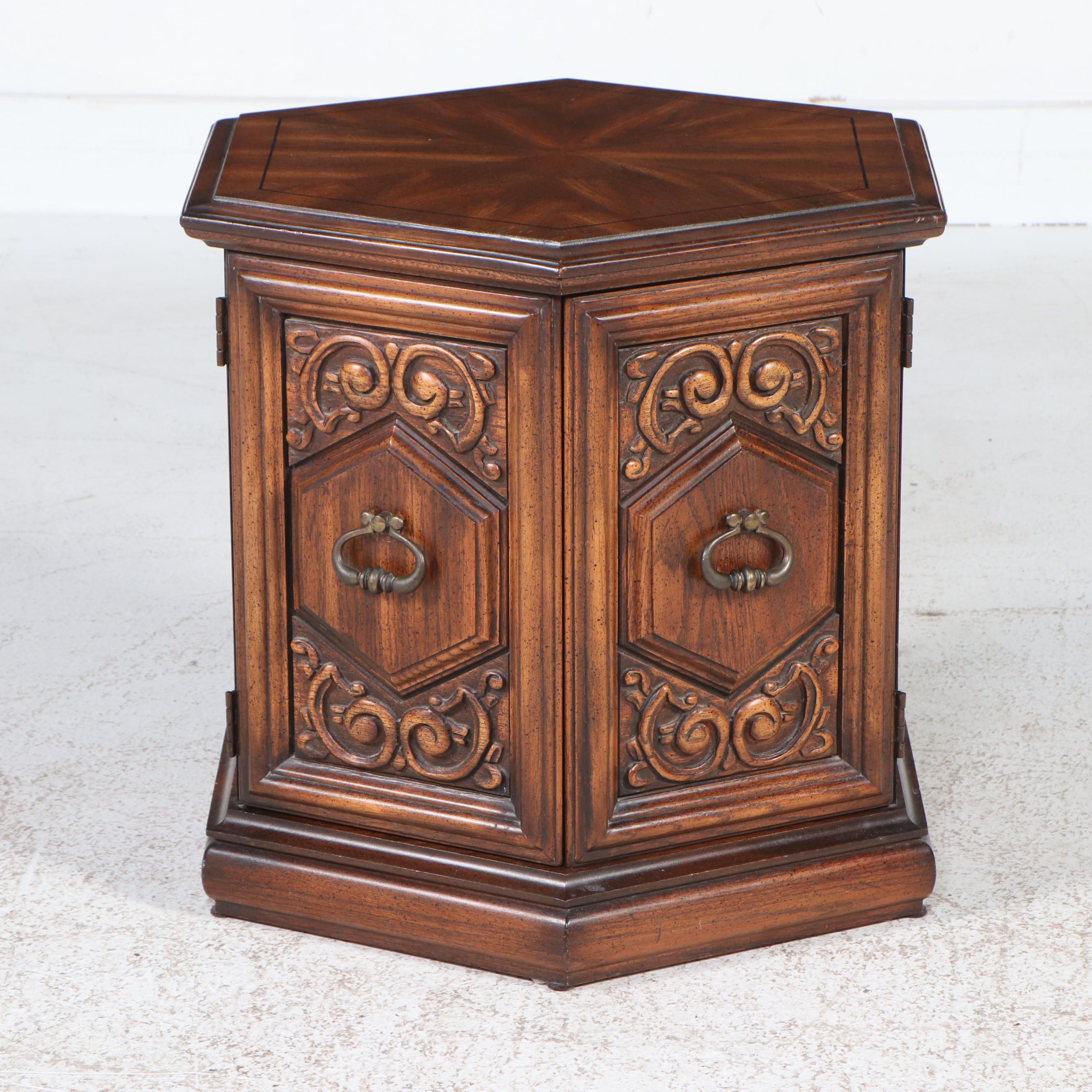 Five Piece Oak Finish Spanish Baroque Style Bedroom Suite, Mid to Late 20th C.