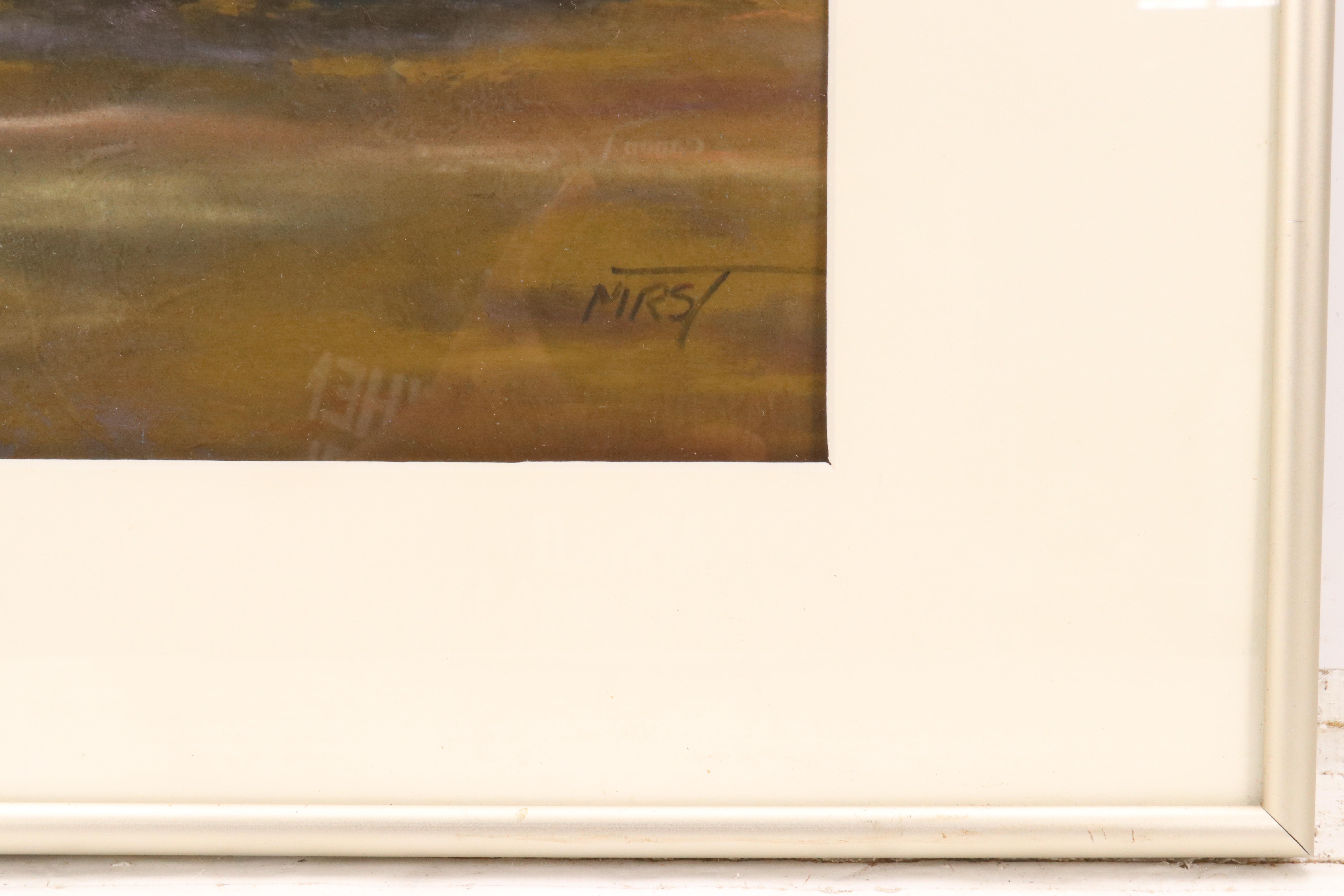 Susan Thomas Chalk Pastel Drawing of Landscape at Daybreak