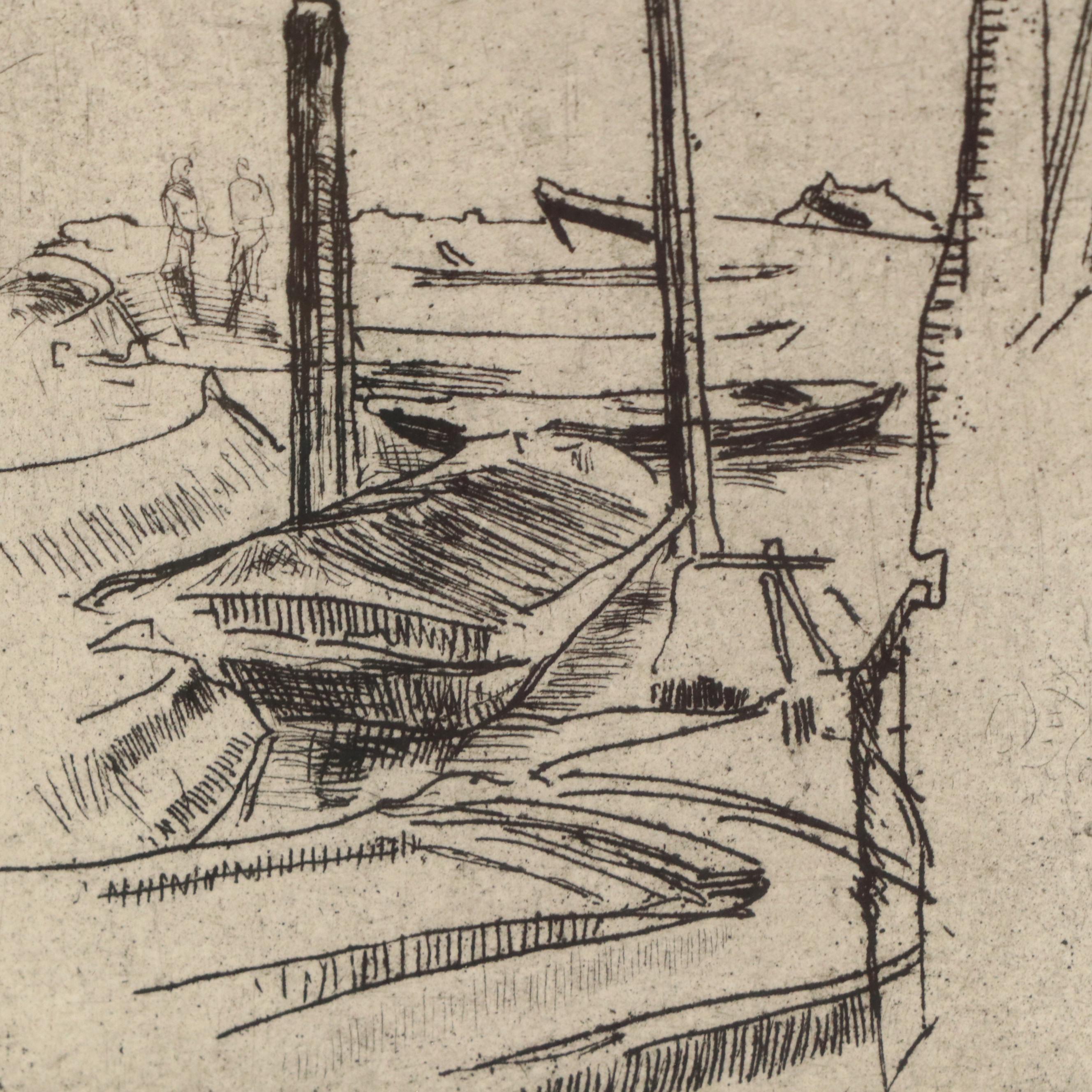 Etching After James McNeill Whistler "The Tiny Pool," Early 20th Century