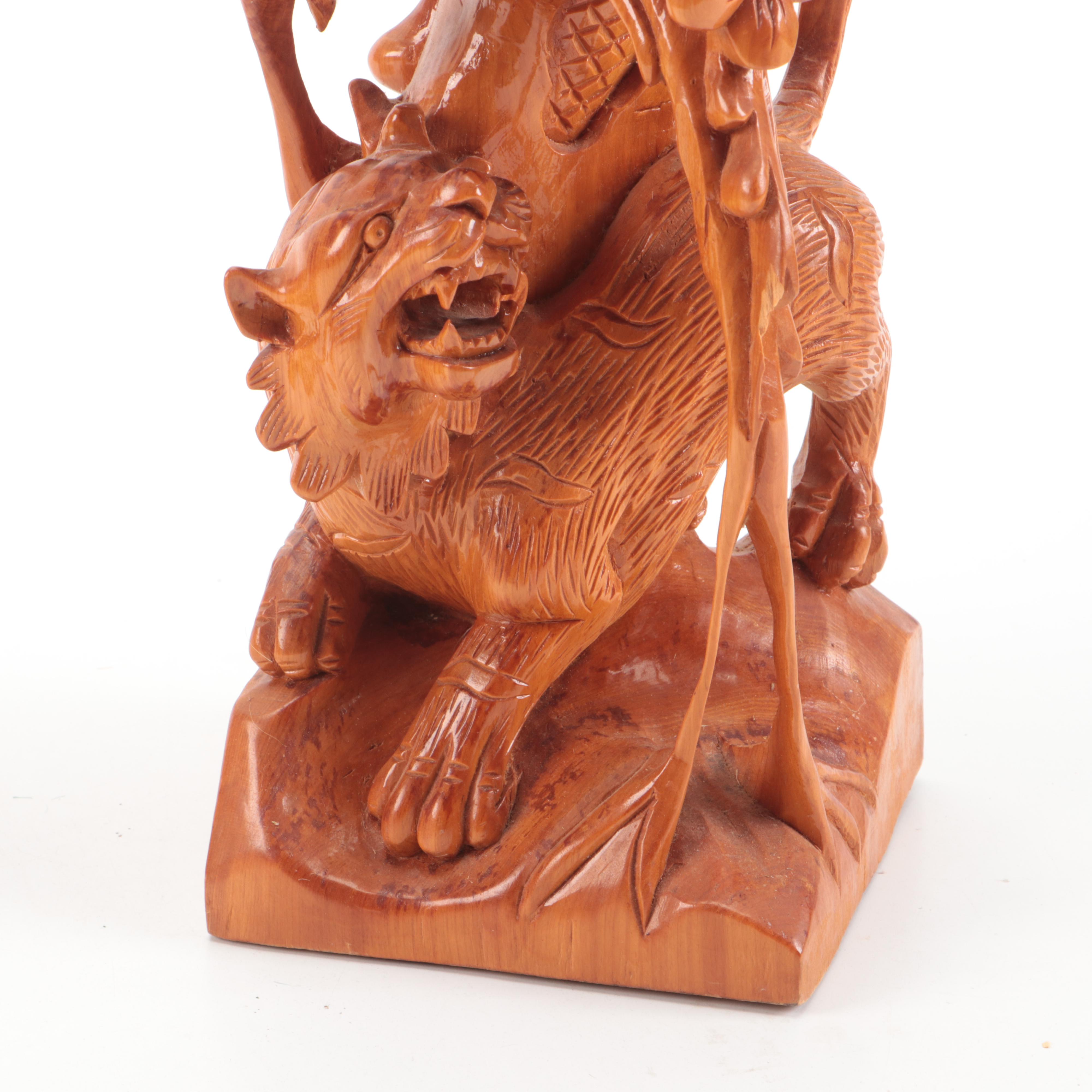 Heritage Mint Ceramic Vase with Wood Sculpture and Buddha Clay Figure