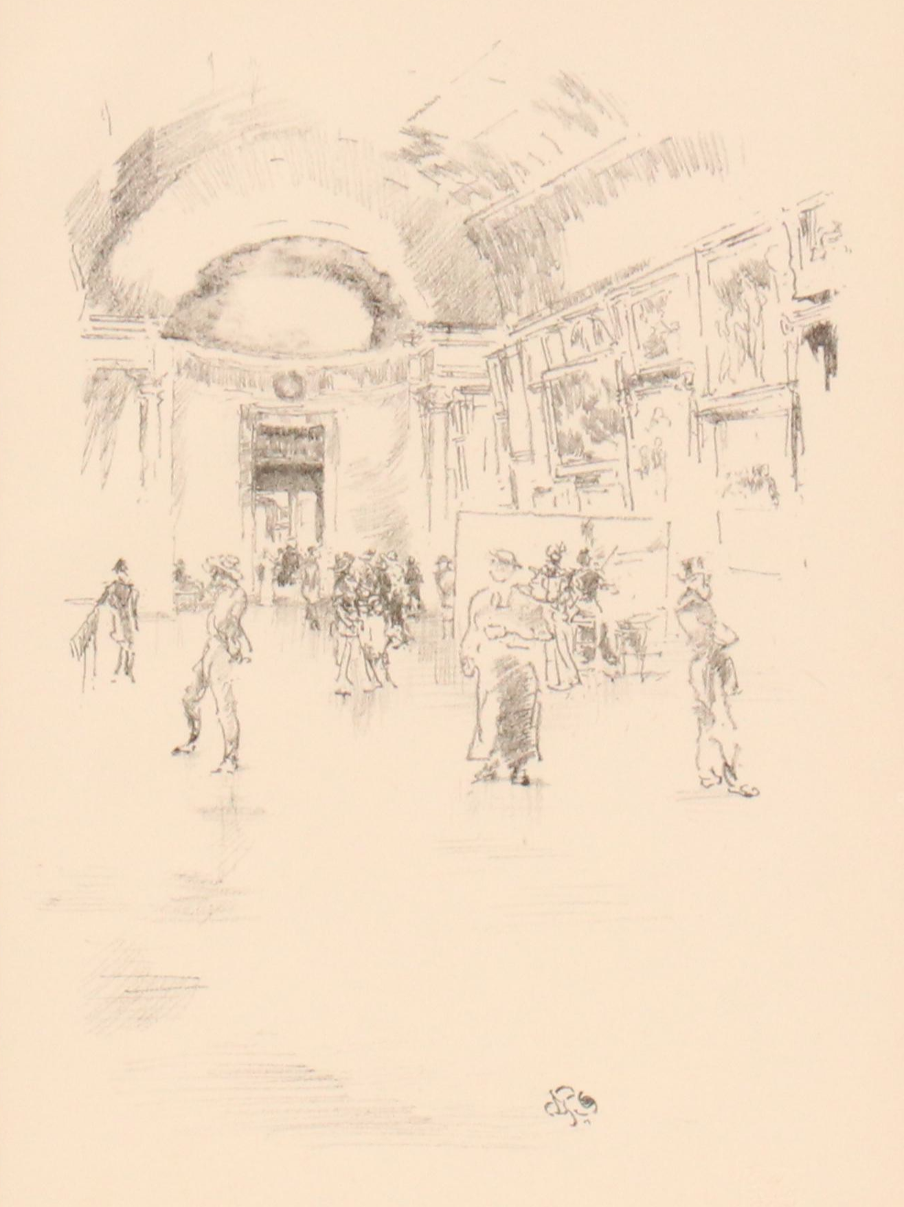 James McNeil Whistler Transfer Lithograph "The Long Gallery, Louvre," 1894