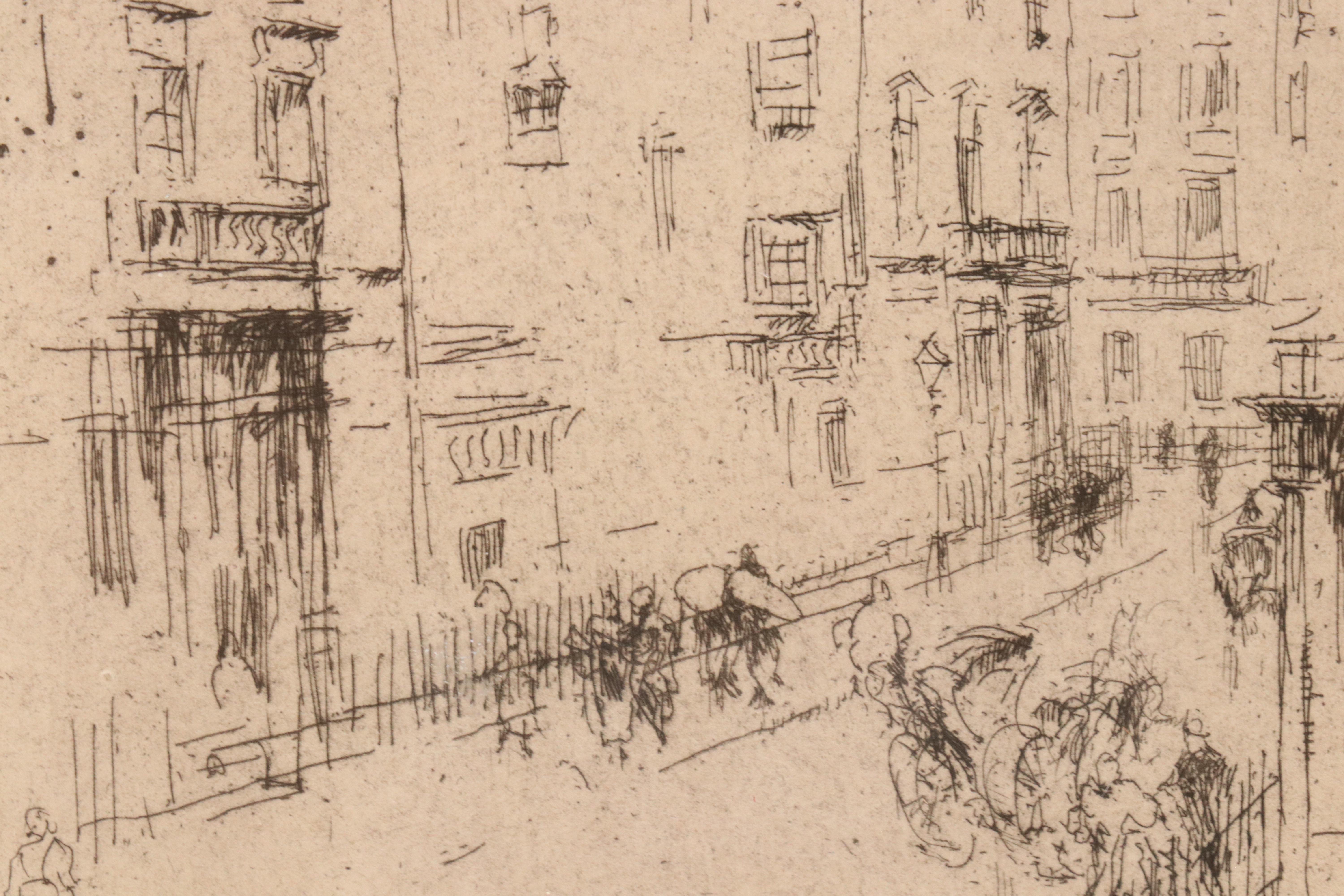 Etching After James McNeill Whistler "Aldreney Street"