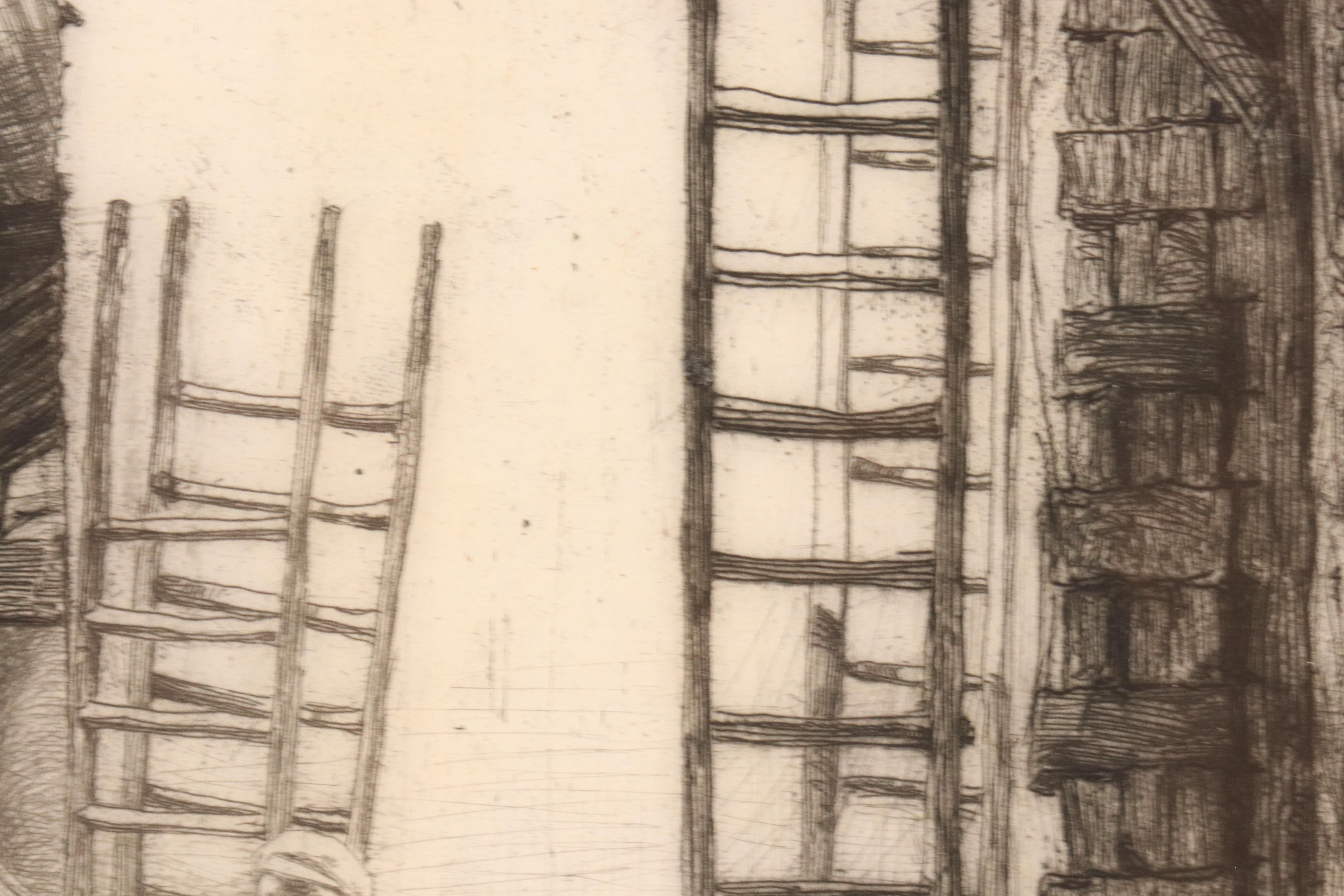 James McNeill Whistler Etching With Drypoint "The Lime-Burner," 1859