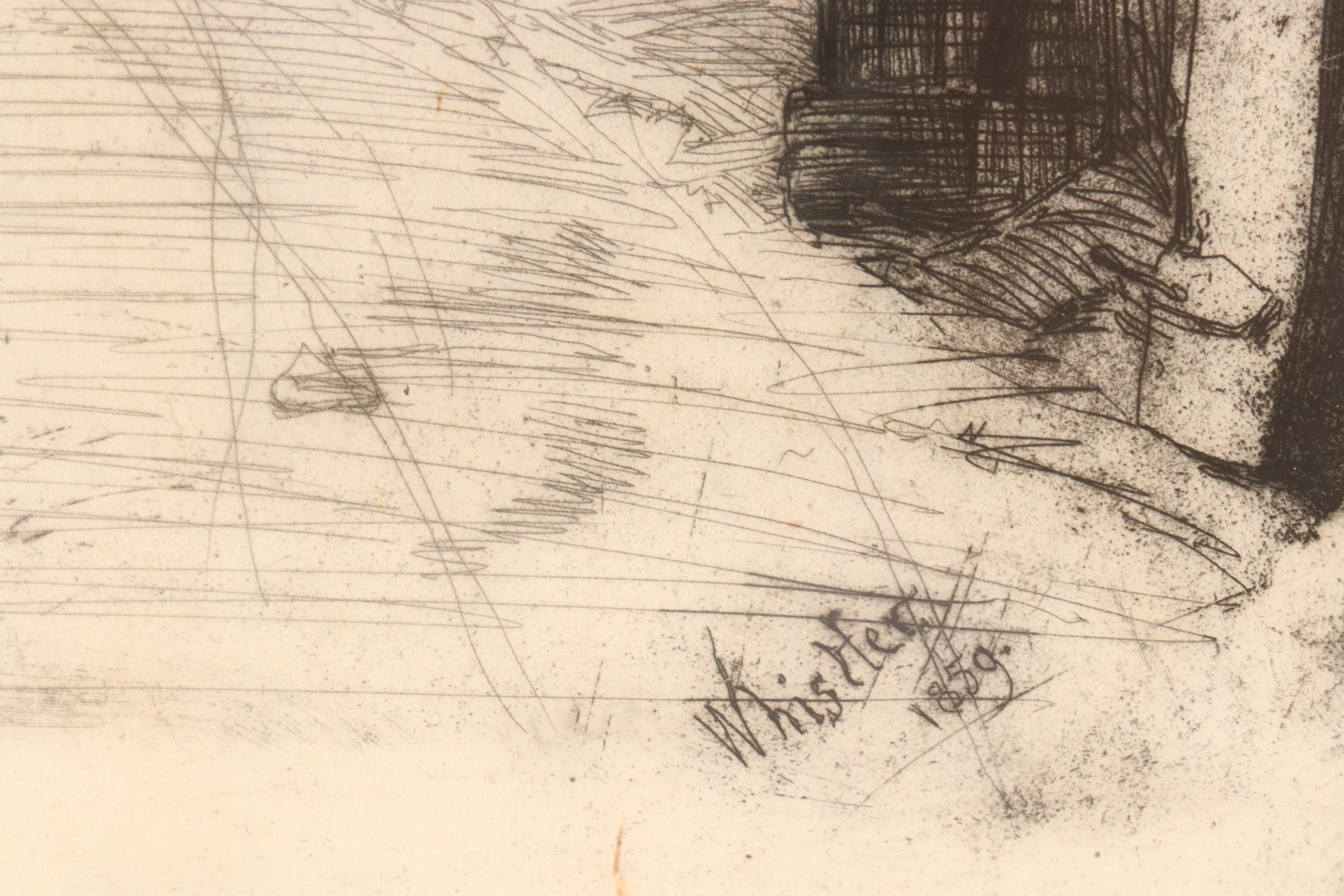 James McNeill Whistler Etching With Drypoint "The Lime-Burner," 1859