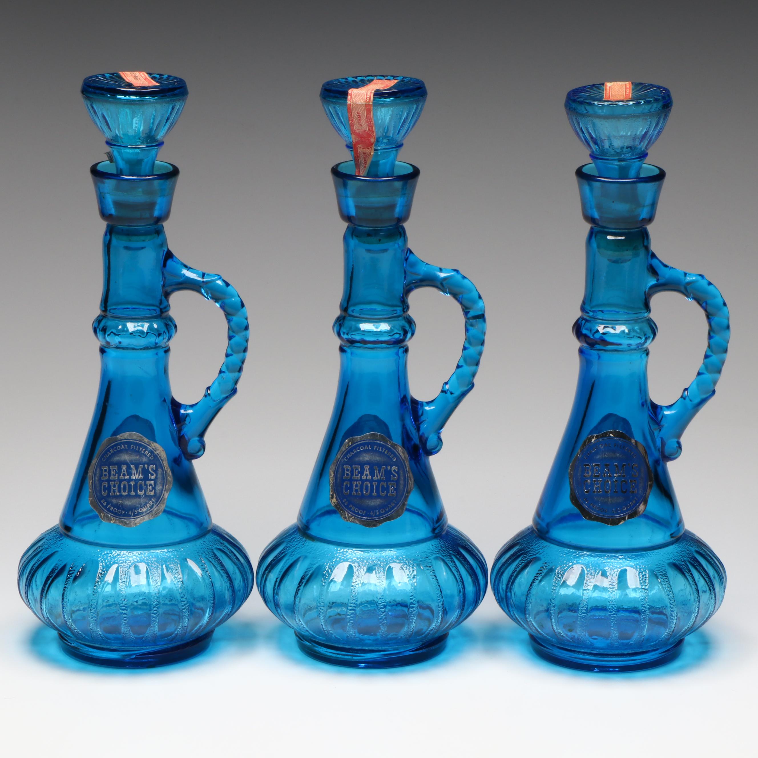 Jim Beam Distilling Co. Bourbon Whiskey Blue Genie Bottle Decanters