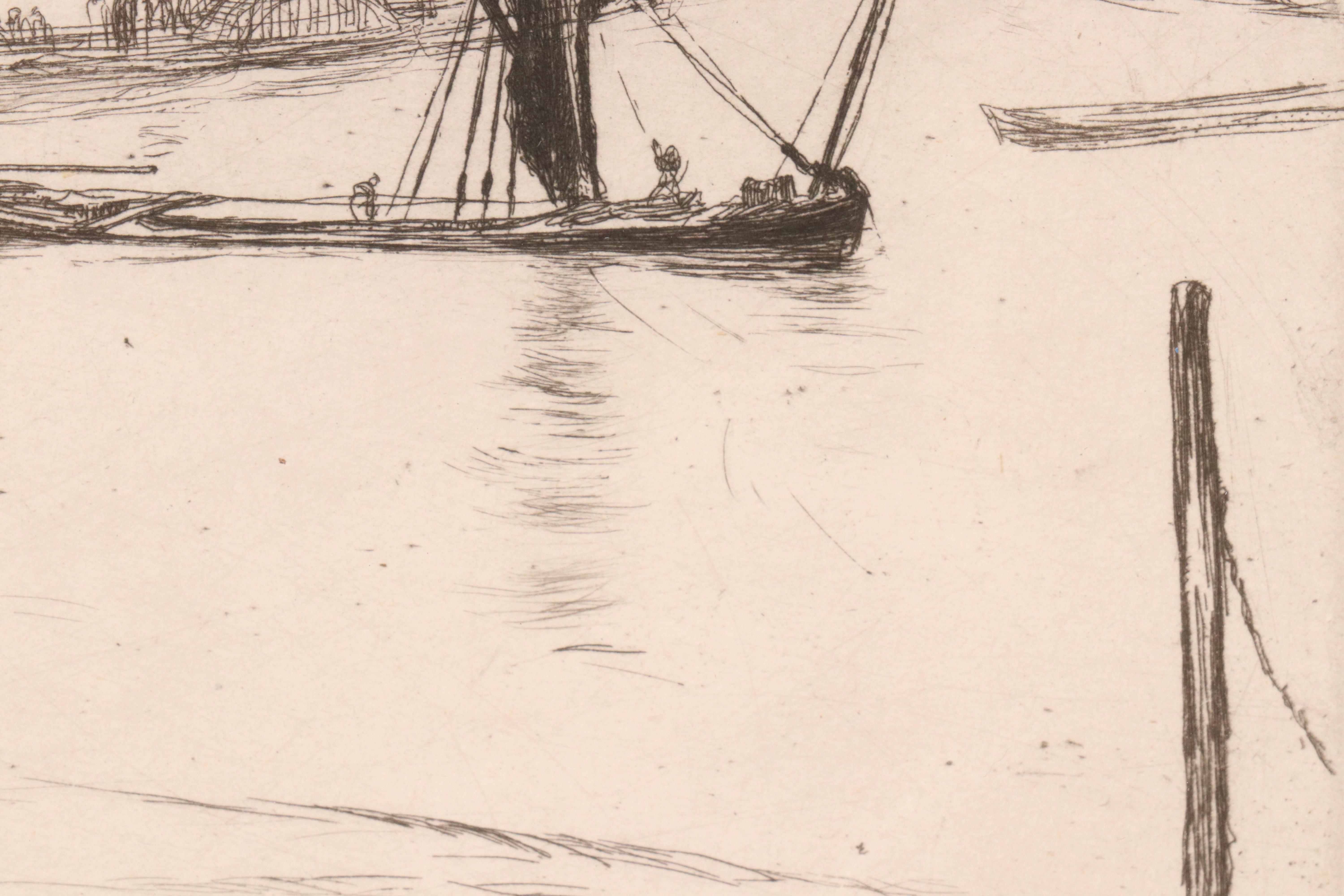 Etching by James McNeil Whistler "Old Hungerford Bridge," 1894