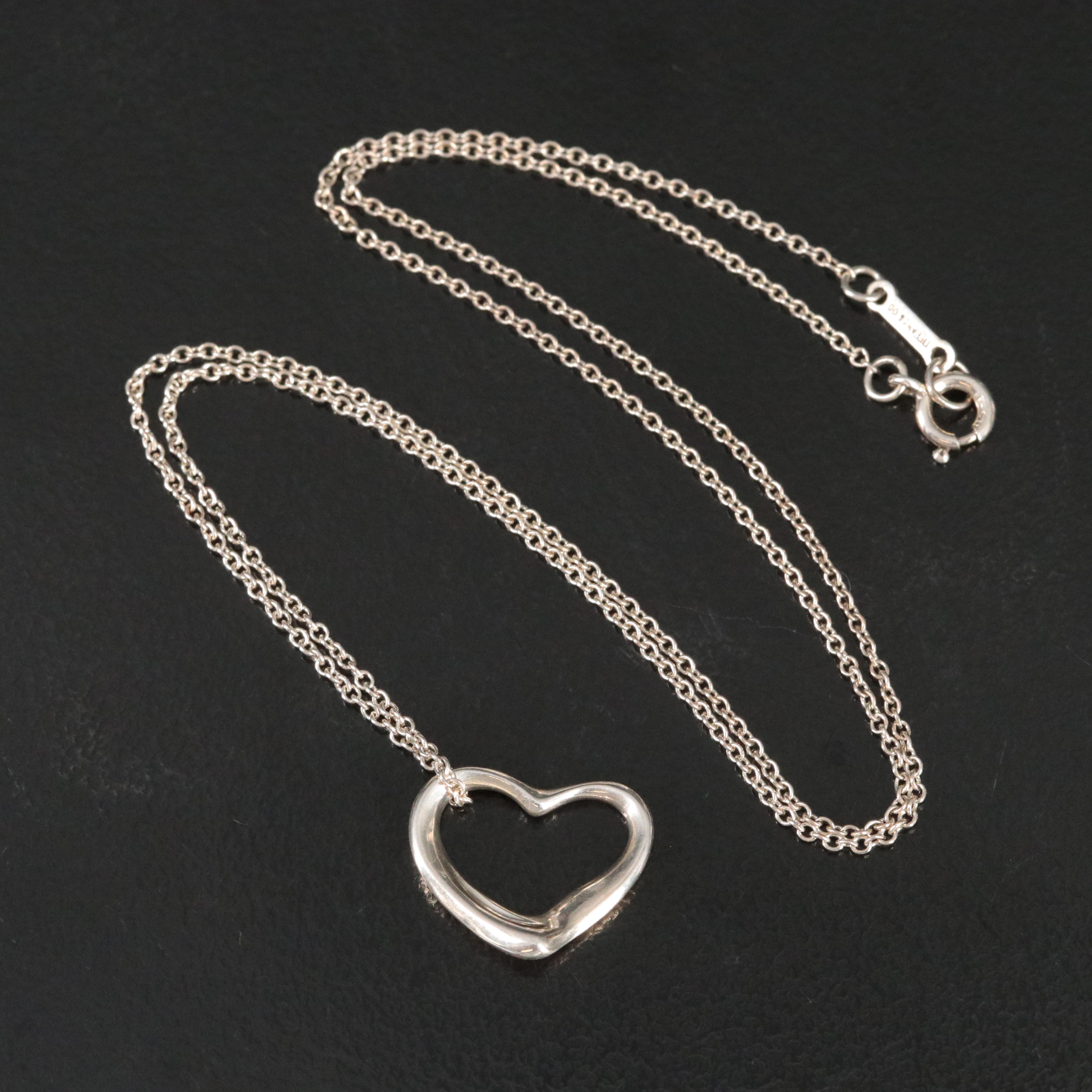 Elsa Peretti for Tiffany & Co. Open Heart Sterling Pendant Necklace