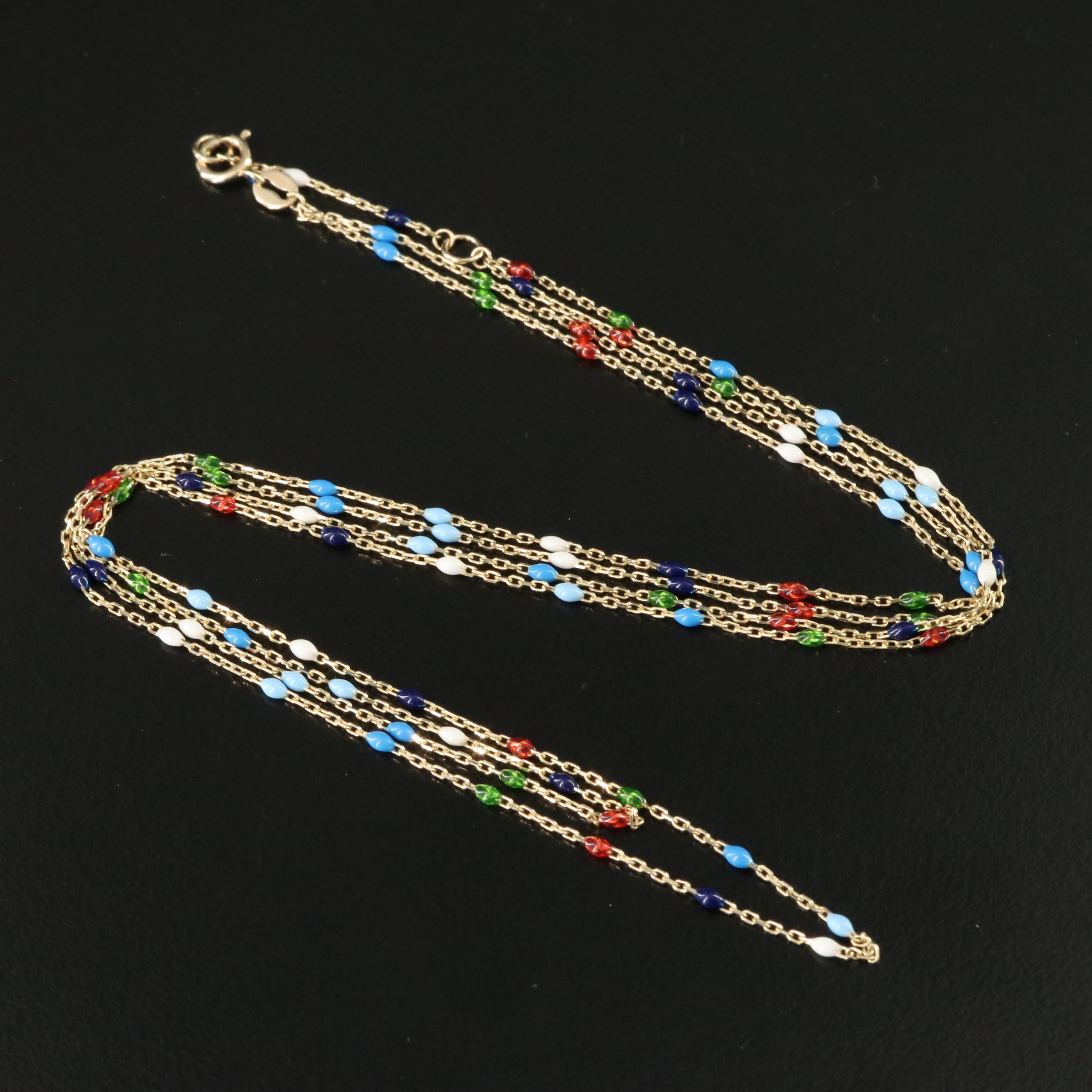 14k Poured Glass Station Necklace