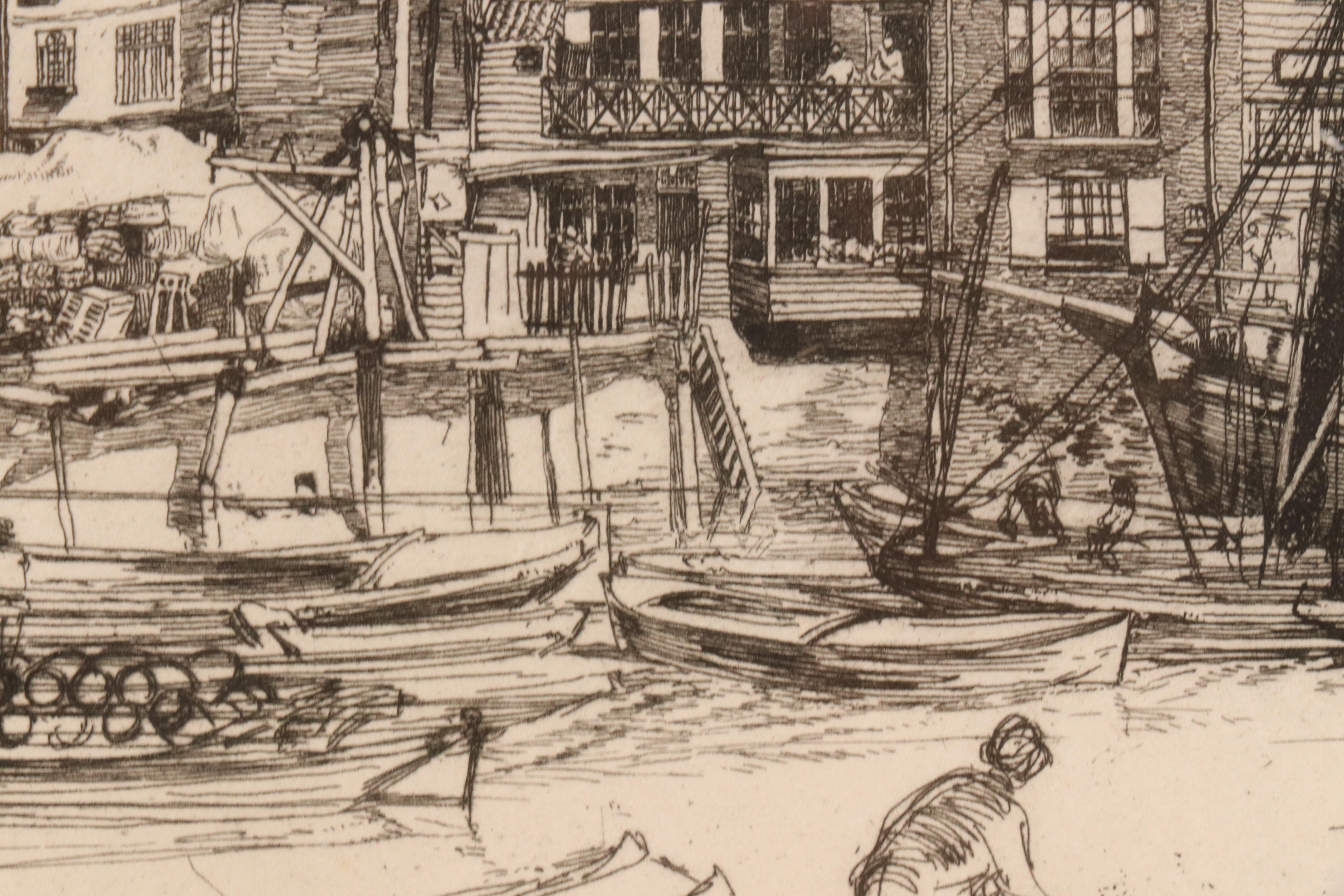 James Abbott McNeill Whistler Etching "Black Lion Wharf," 1859