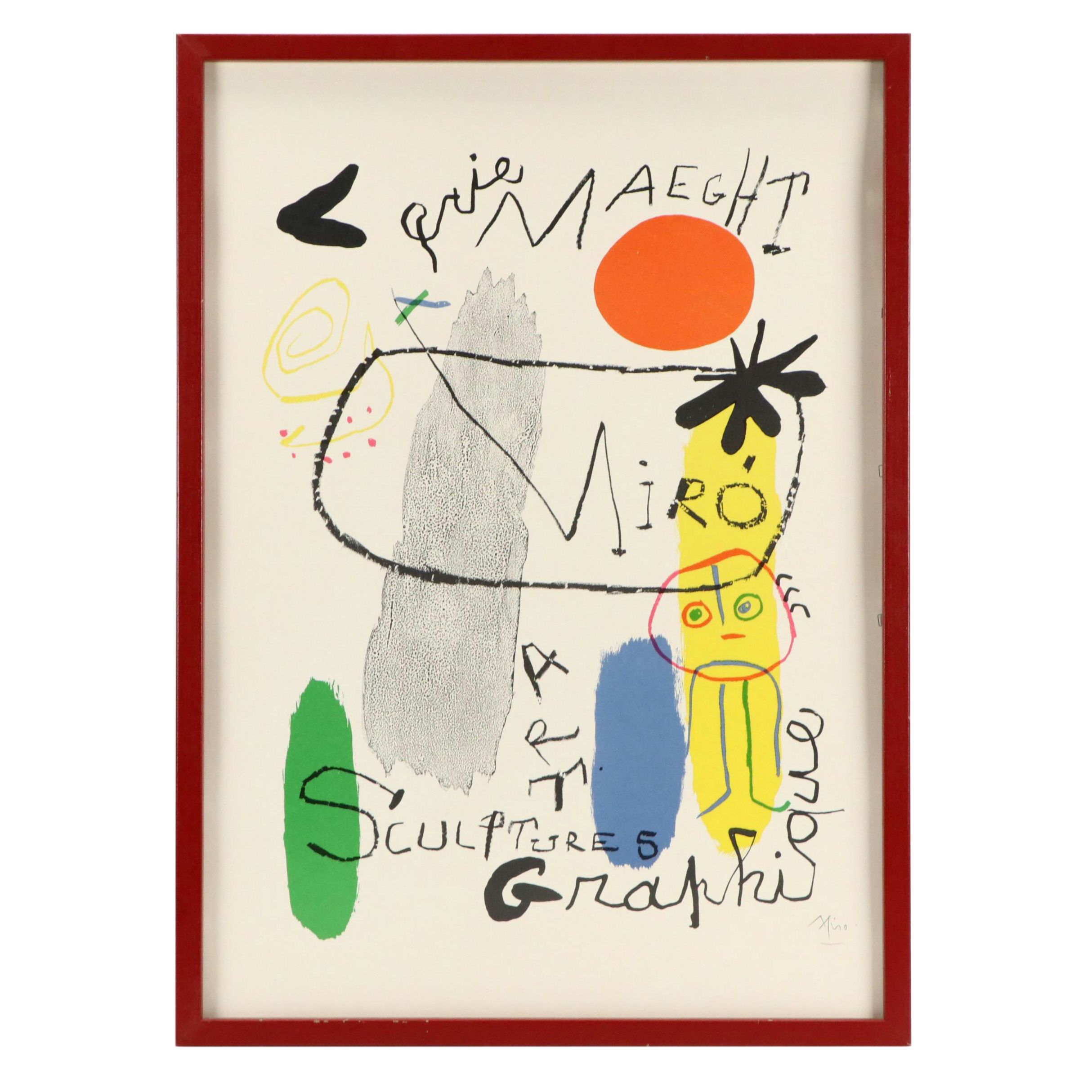 Lithograph Poster After Joan Miró for Galerie Maeght Exhibition