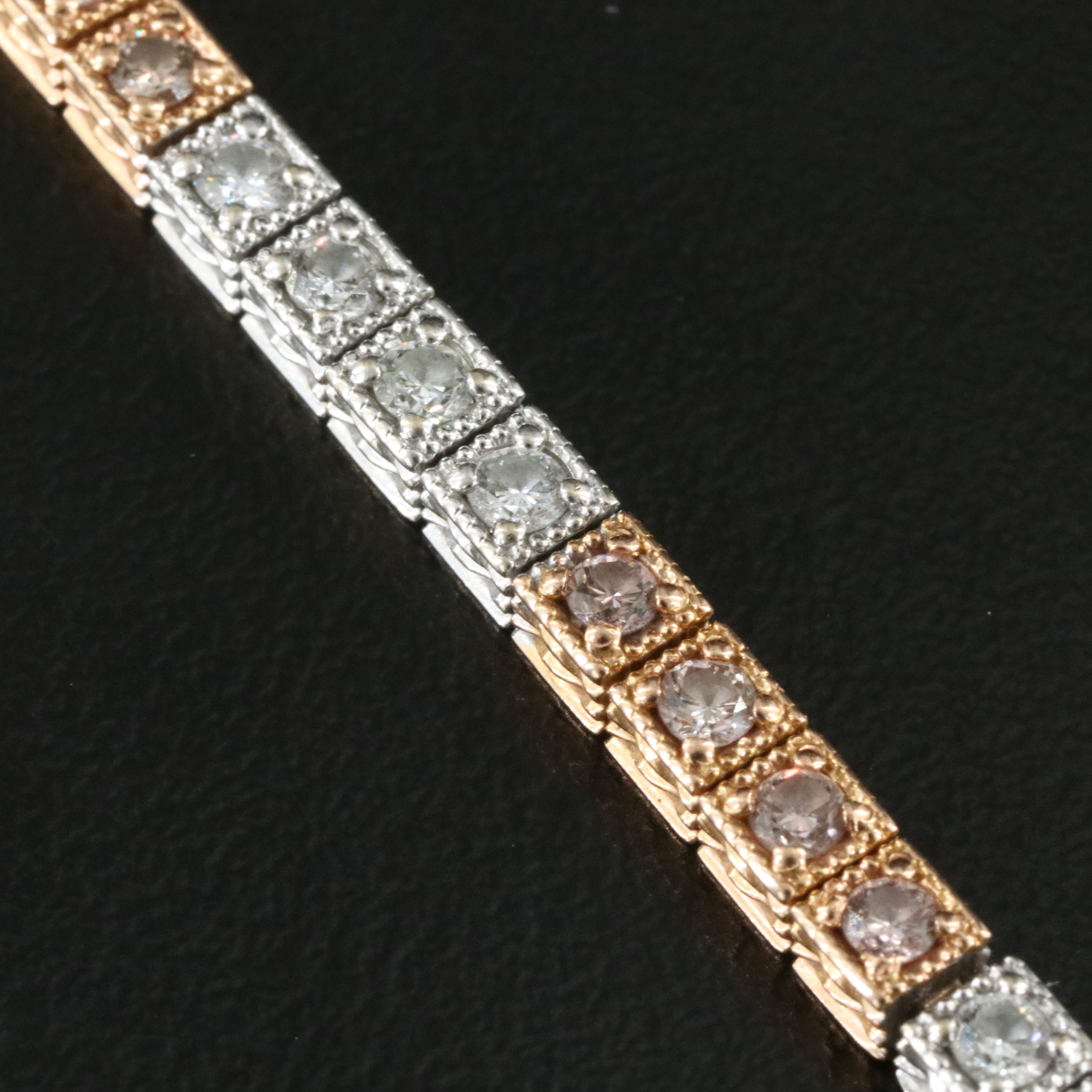 18K 2.79 CTW Diamond Line Bracelet Featuring Fancy Pink
