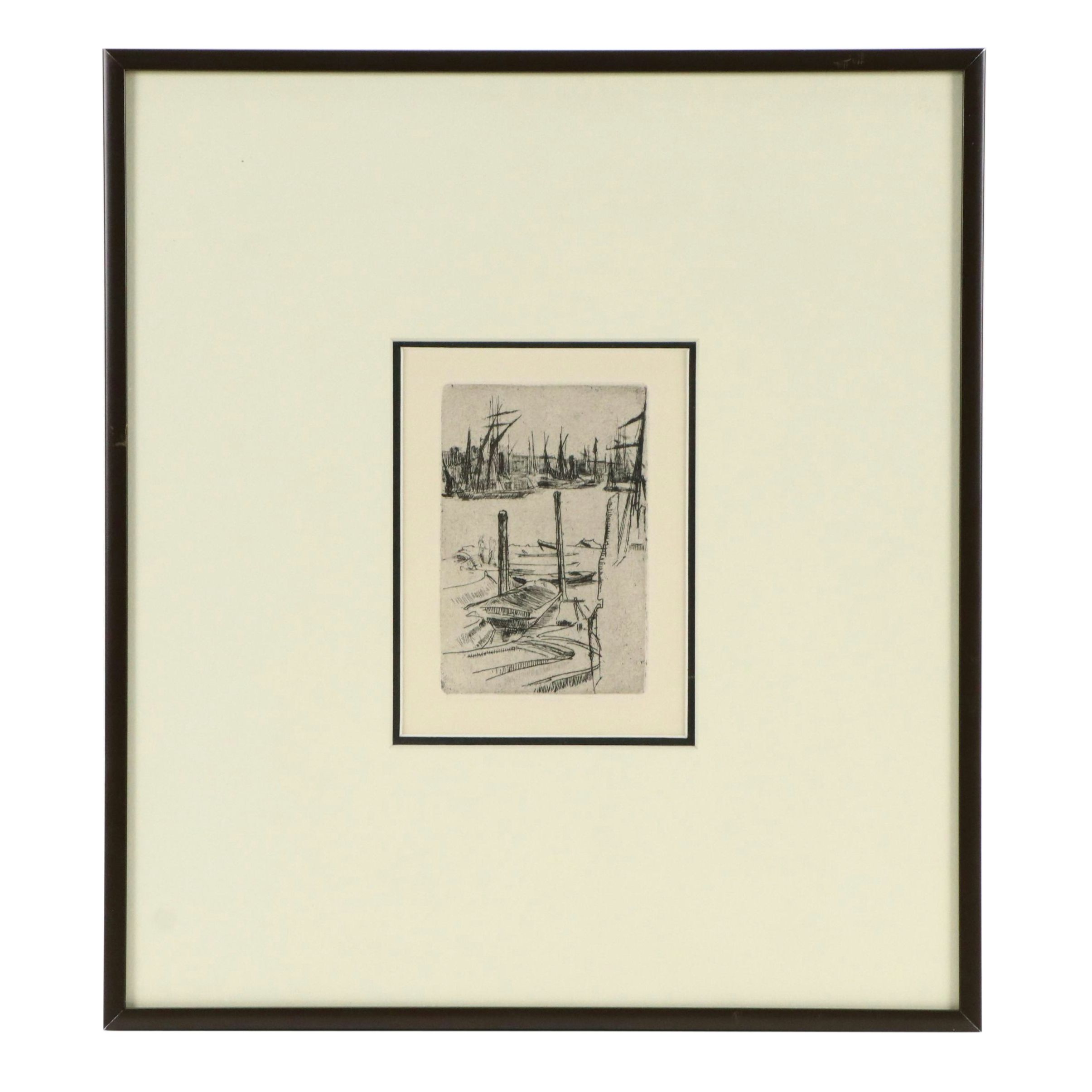 Etching After James McNeill Whistler "The Tiny Pool," Early 20th Century