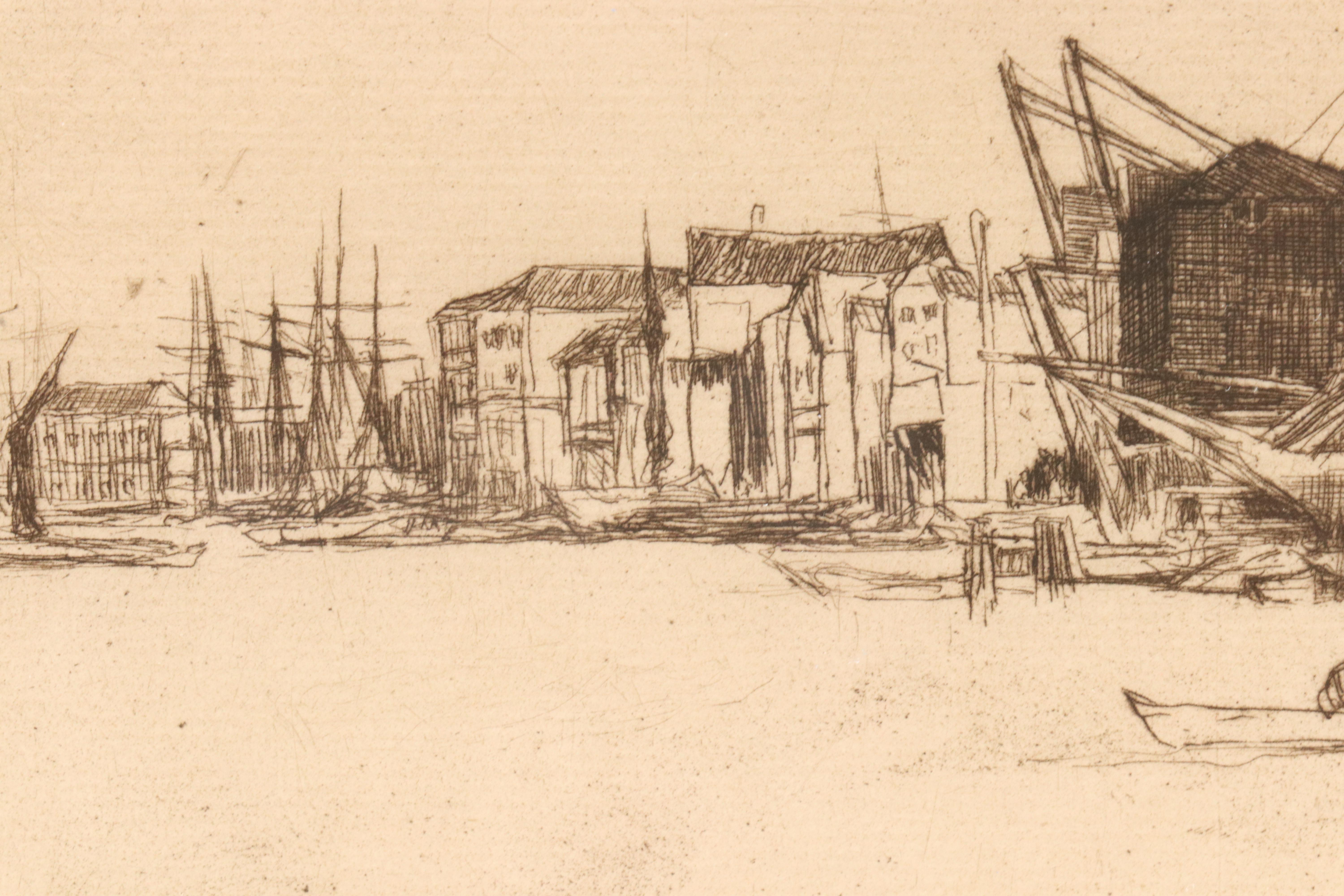 James Abbott McNeill Whistler Etching "Free Trade Wharf," 1877