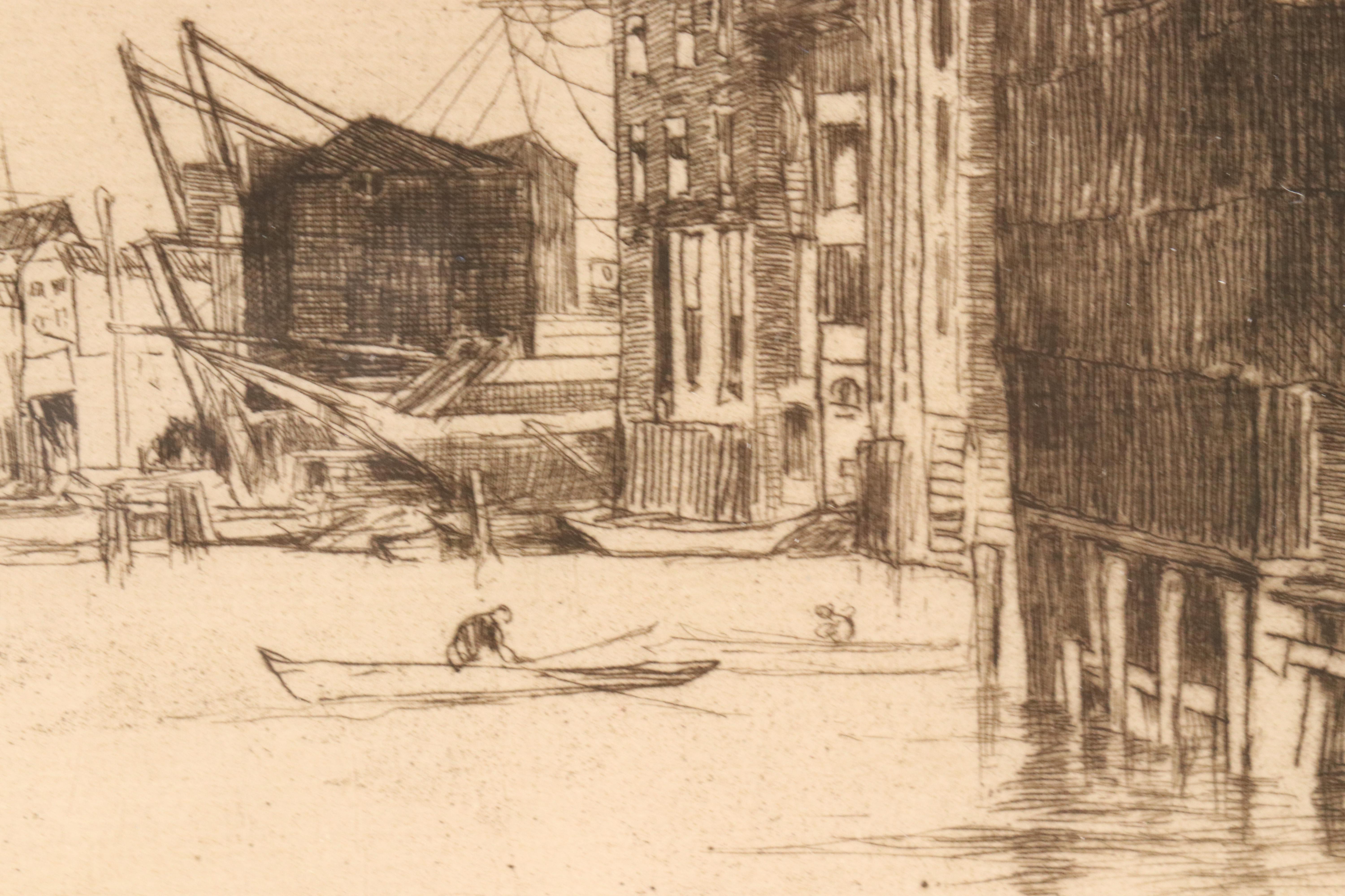 James Abbott McNeill Whistler Etching "Free Trade Wharf," 1877