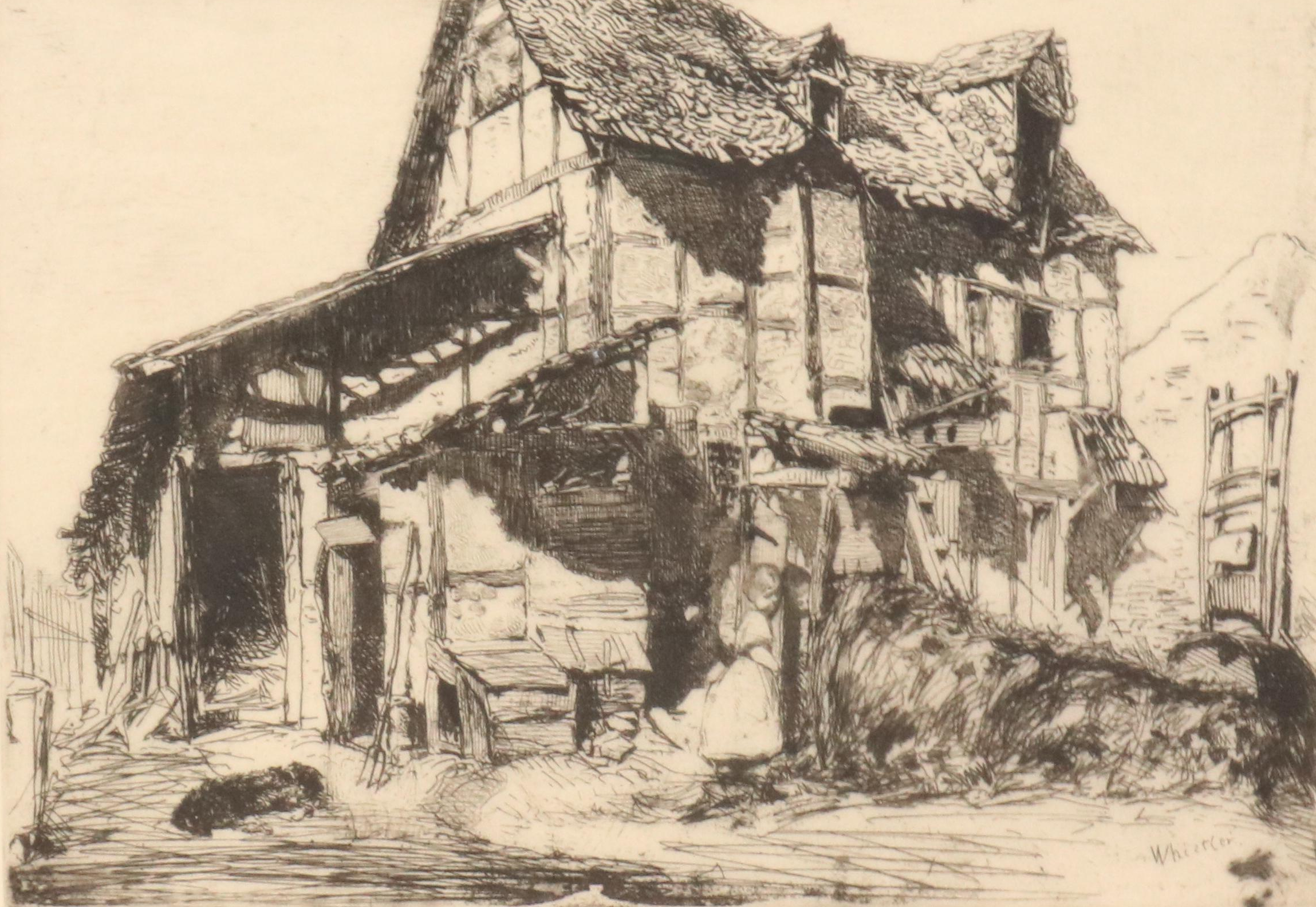 James Abbott McNeill Whistler Etching "The Unsafe Tenement," 1858